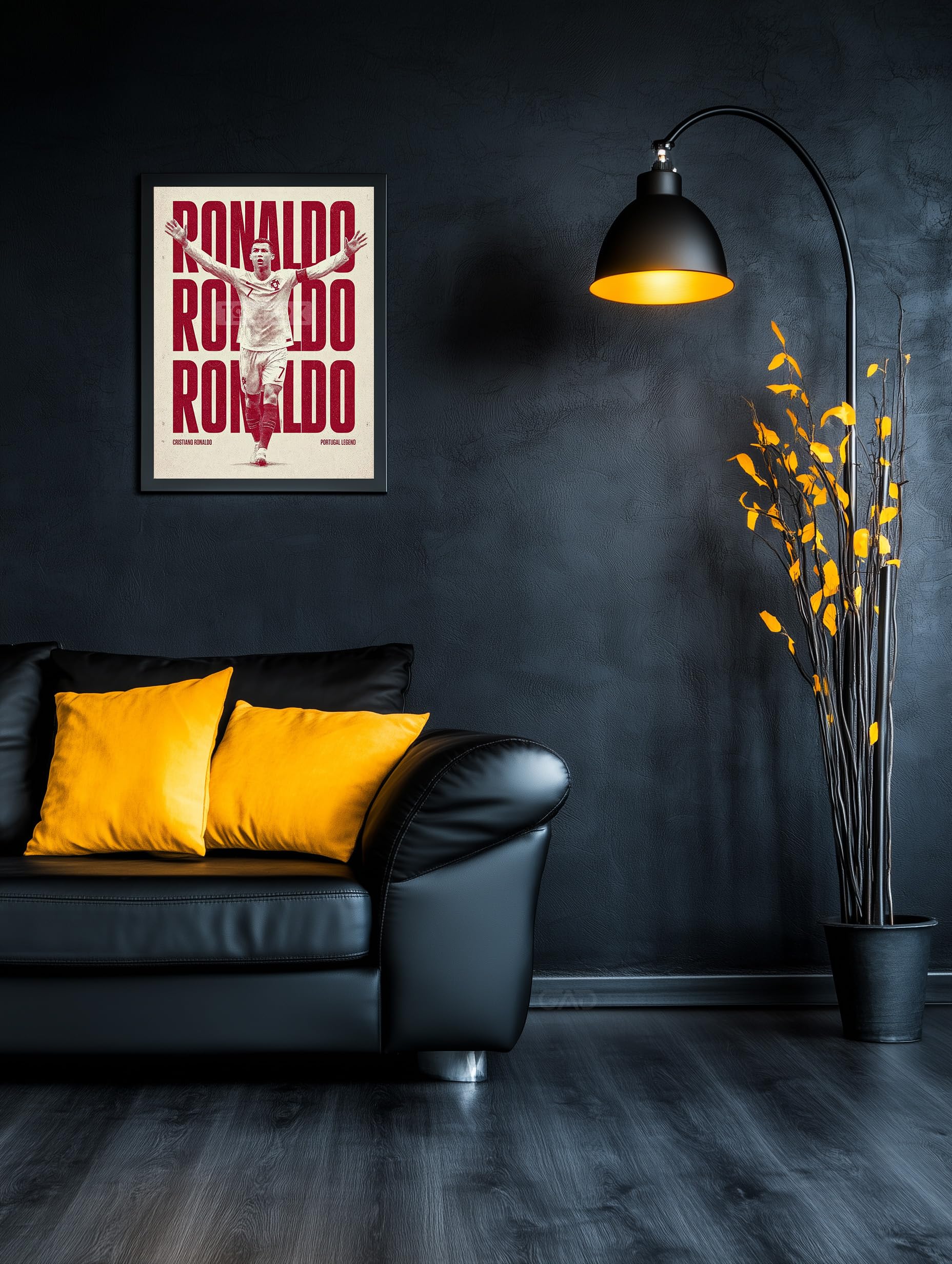 Tomaok - Poster Stampa poster d'arte - Cristiano Ronaldo Leggenda del calcio in Portogallo (Cornice non inclusa) – Poster Art Wall Ball Gold