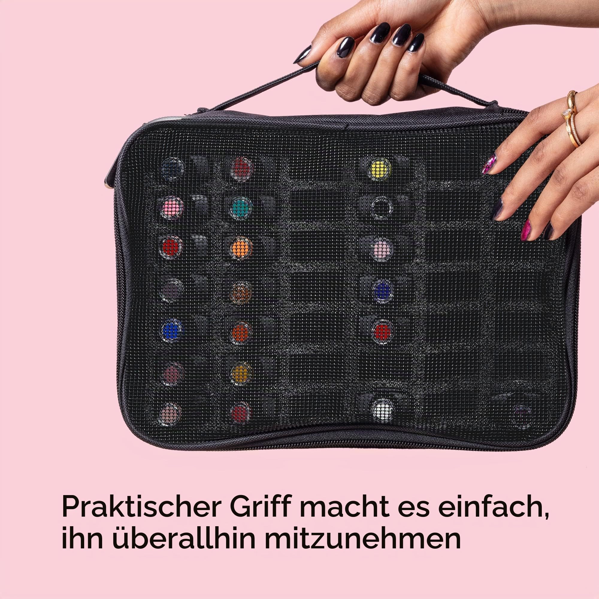 MYLEE Kit Case –Nagellackaufbewahrung, Nagellacketui, Nagellack-Organizer | Nagellackhalter, Nagellack-Set, Tragetasche, Schaumstoffeinsatz, Zubehör, für 84 Flaschen