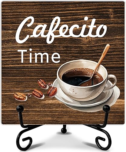 Cartel de barra de café, decoración de estación de café, regalo para mujeres amigas, decoraciones de escritorio para oficina en casa, estante de