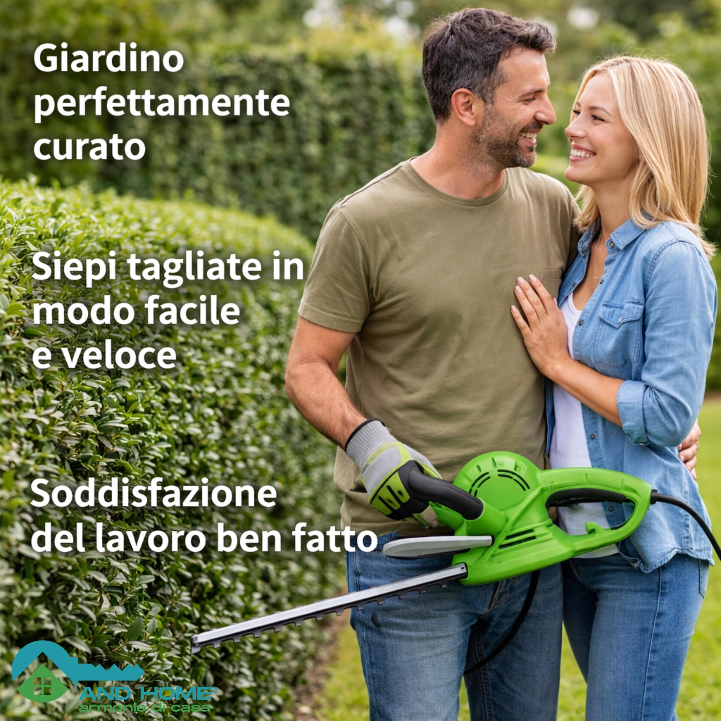 Tagliasiepi Elettrico 550W - Lama Doppia Azione Da 61 cm PERFETTO PER RAMI DURI - Taglio 20 mm - Freno Elettrico INTEGRATO - Tagliasiepi Elettrico con Filo - LEGGERO e POTENTE per Giardino