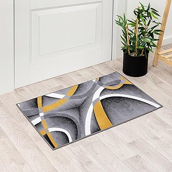 2305 Geometric Abstract Yellow 2x3 Area Rugs for Entryway
