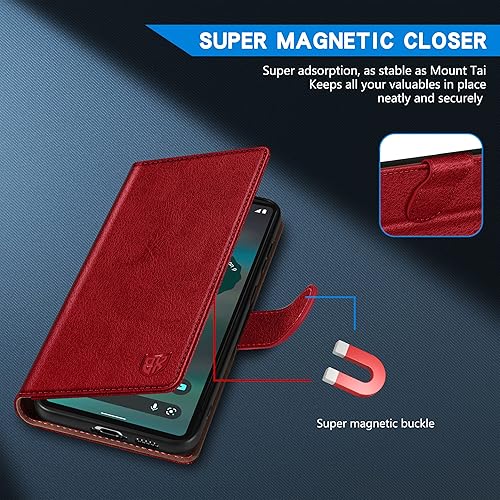 Miniatura 10 de ZZXX Funda tipo cartera para Google Pixel 6a con bloqueo RFID, ranura para tarjetas, función atril, cierre magnético, funda protectora de cuero para