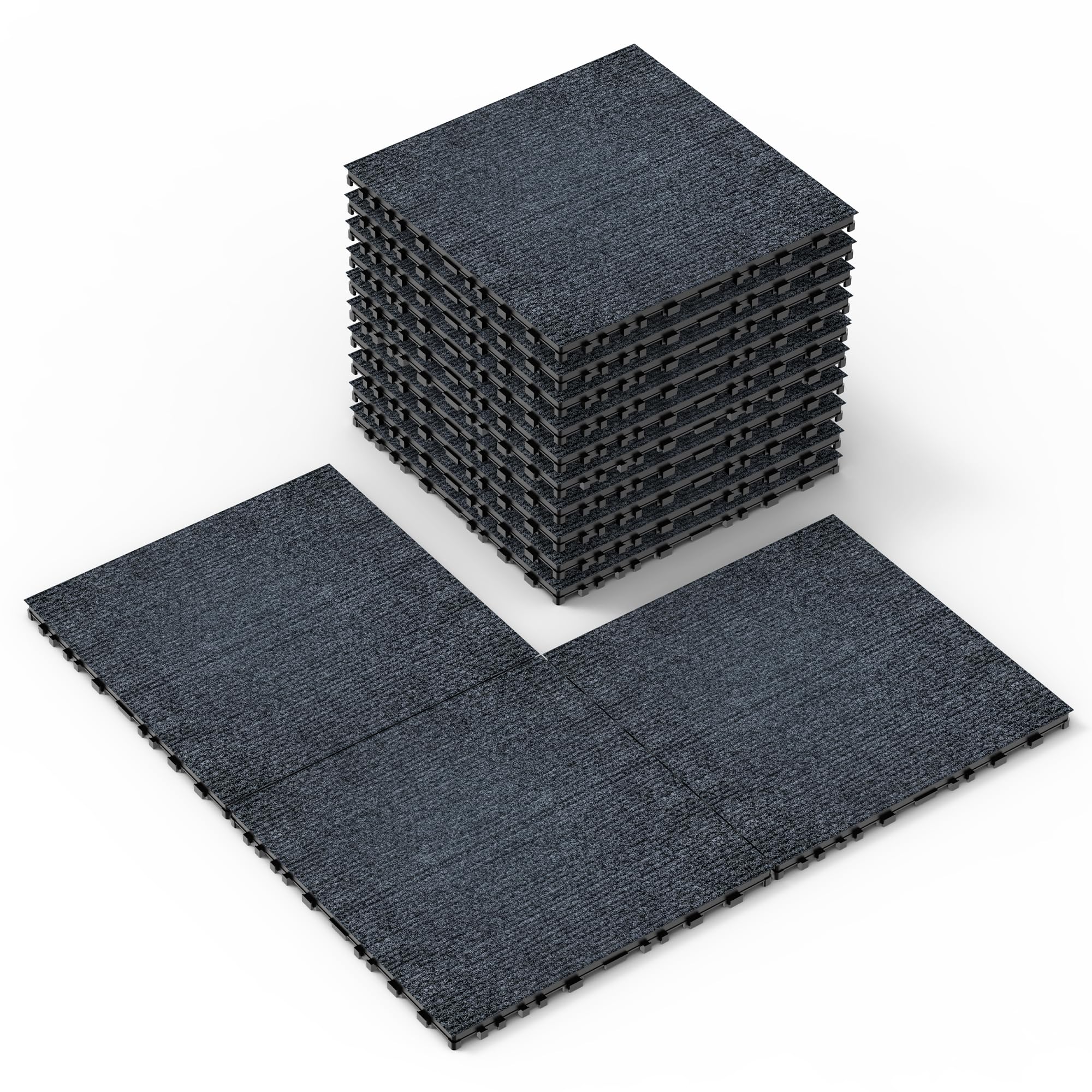 Teppichfliesen Selbstliegend, 30 * 30 cm Klebefliesen Boden, Rutschfeste Selbstklebende Quadrate Teppichbodenfliesen, Ruhiger, karierter Teppich für Büros und gewerbliche Nutzung (4 Stück)