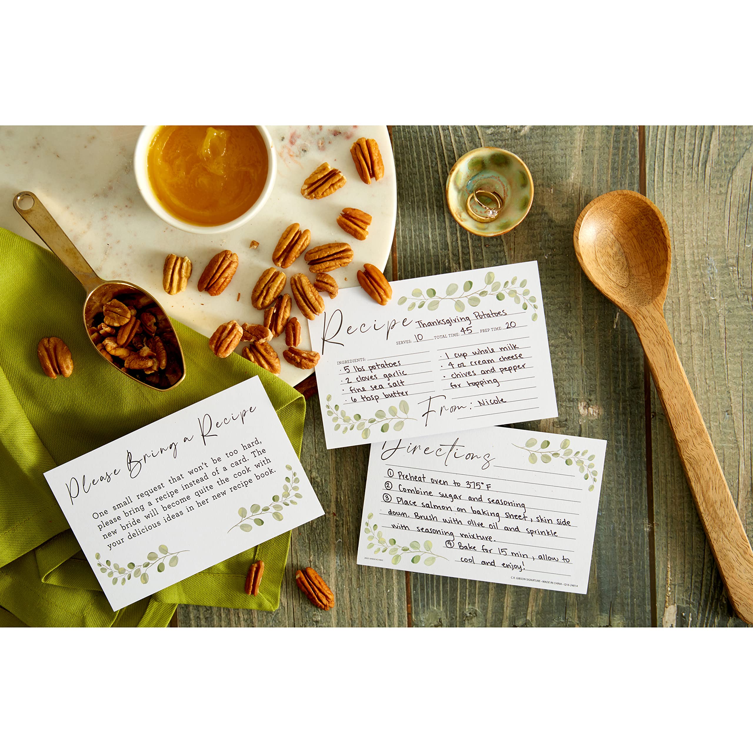 C.R. Gibson Q16-24814 Hochzeitsdusche Rezeptkarten und Einladungskarten, 40 Stück, Weiß