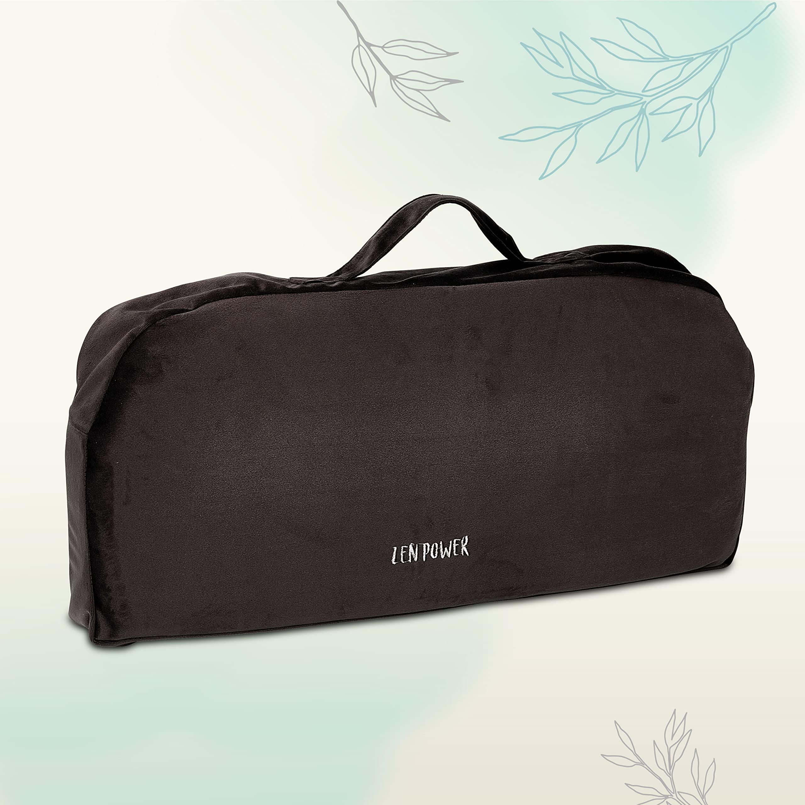 Tabouret De Méditation Pliant En Bambou – Incliné, Coussin Velours, Avec Masque Et Sac De Rangement