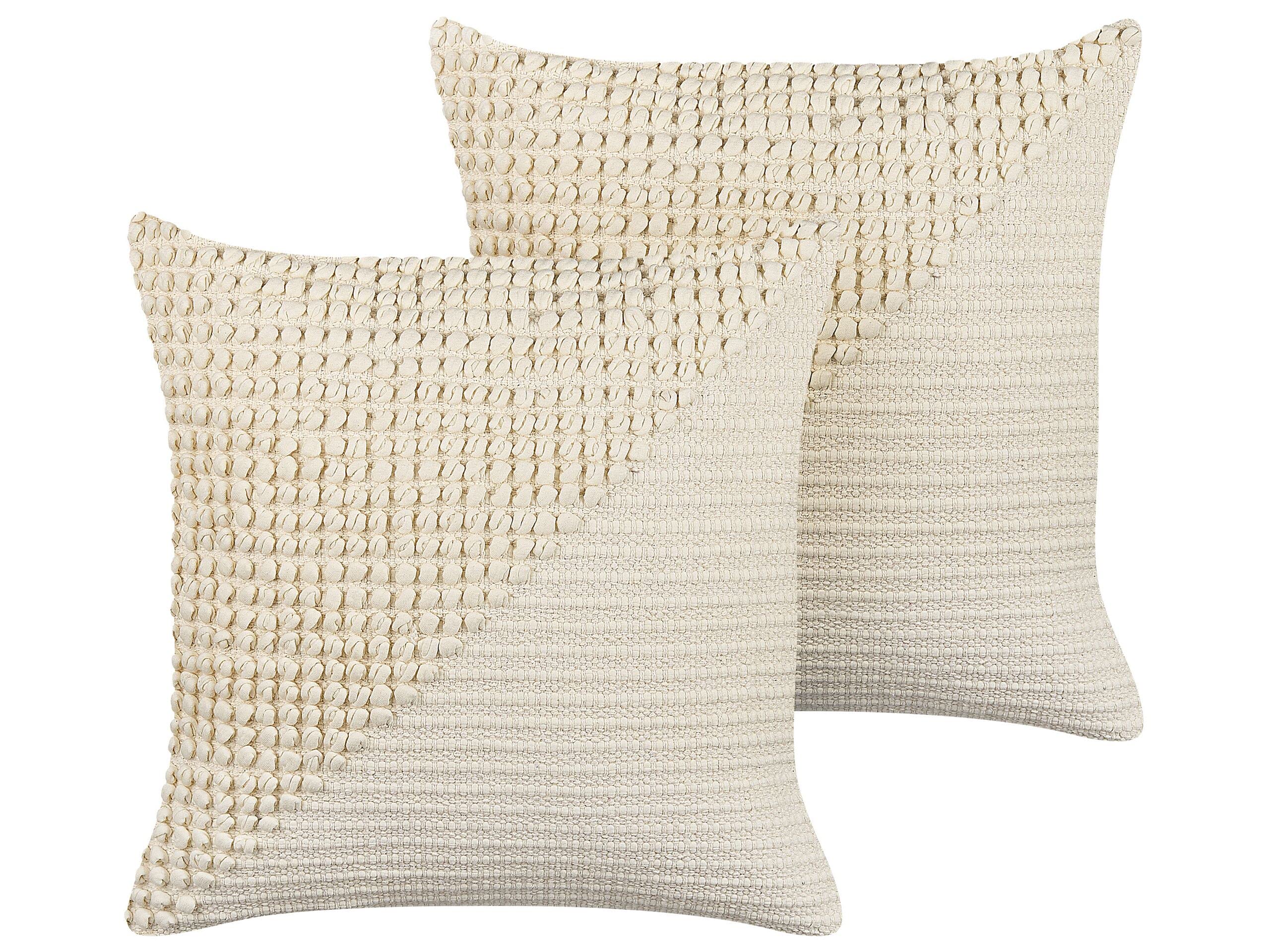 Beliani Conjunto de 2 Cojines Decorativos con diseño Elegante 45 x 45 cm Accesorio Beige Claro Pellaea