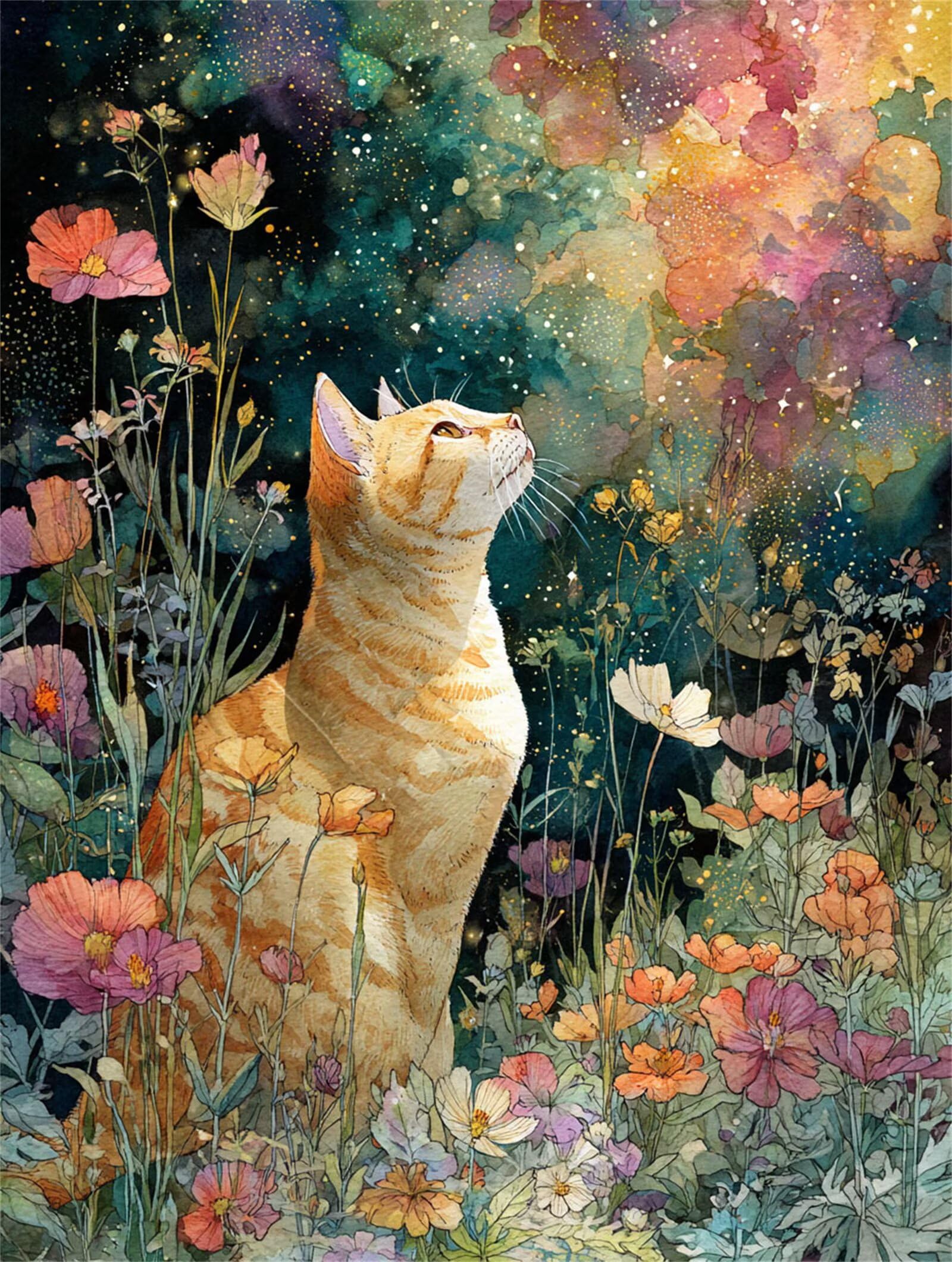 Dipingere con i Numeri Adulti gatto, Fiori Dipingere con i Numeri Bambini DIY Kit, Set Premium con Pennelli, Decorazione Casa & Creativo Regalo di Compleanno, Attività di Tempo libero 90x120cm z-284