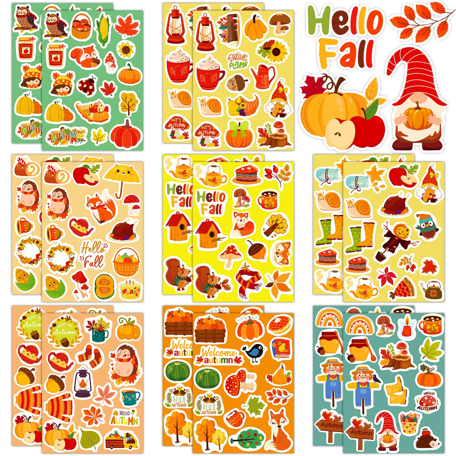 Snapklik.com : 240 PCS Fall Stickers, Assorted Cute Autumn Thanksgiving ...