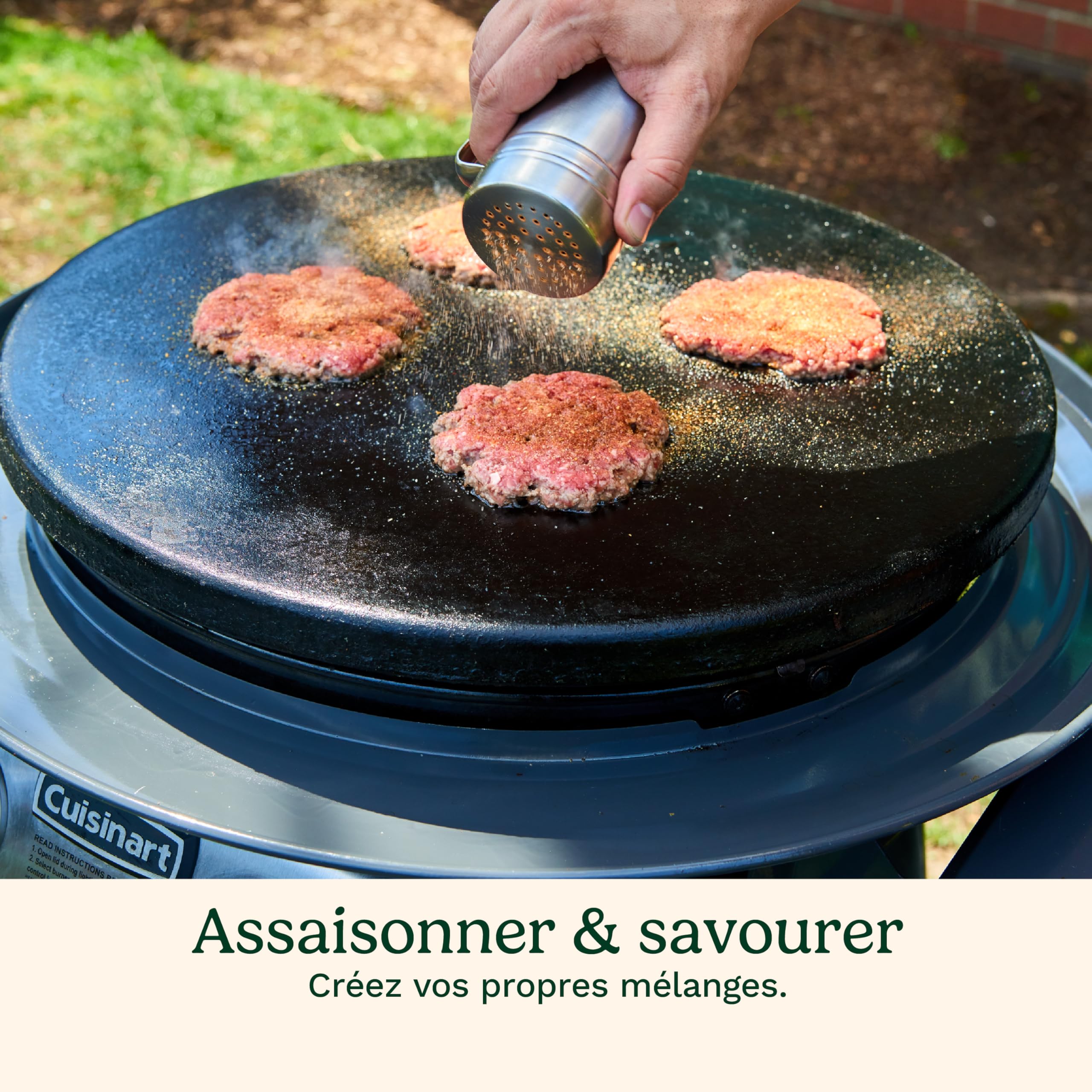 Cuisinart kit Presse à Burger Fonte 17 cm. Presse Smash Burgers avec spatule et Feuilles antiadhésives. Lourde pour Bords croustillants. BBQ, plancha, poêle, Indoor/Outdoor.