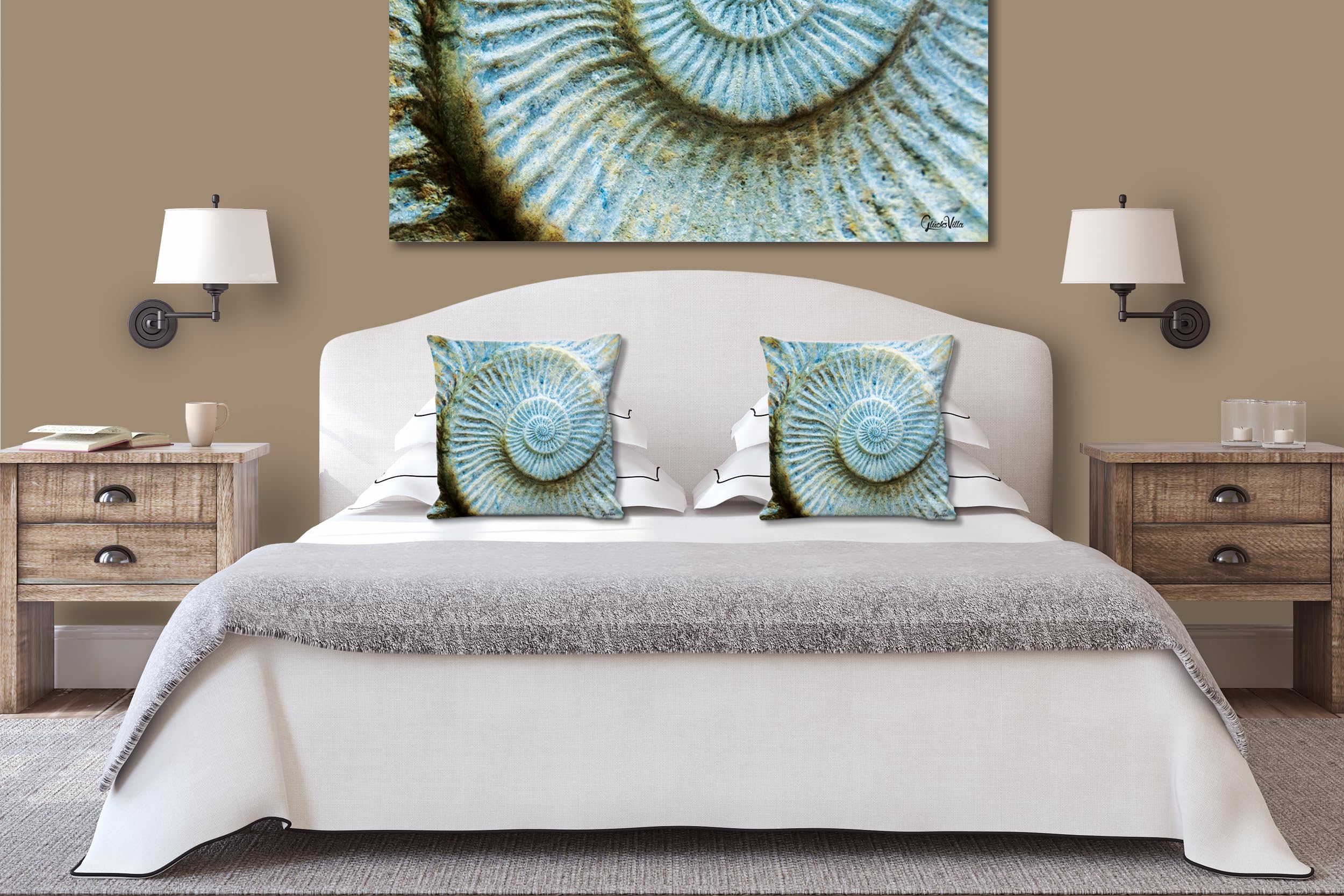 Glücksvilla - Unendlichkeit (Leinwand-Bild 5 cm, 120 x 120 cm) | div. Maße - aus DE - Kunstdruck XXL Deko Wandbild Quadrat - Muschel Schnecke Versteinerung Fossilien