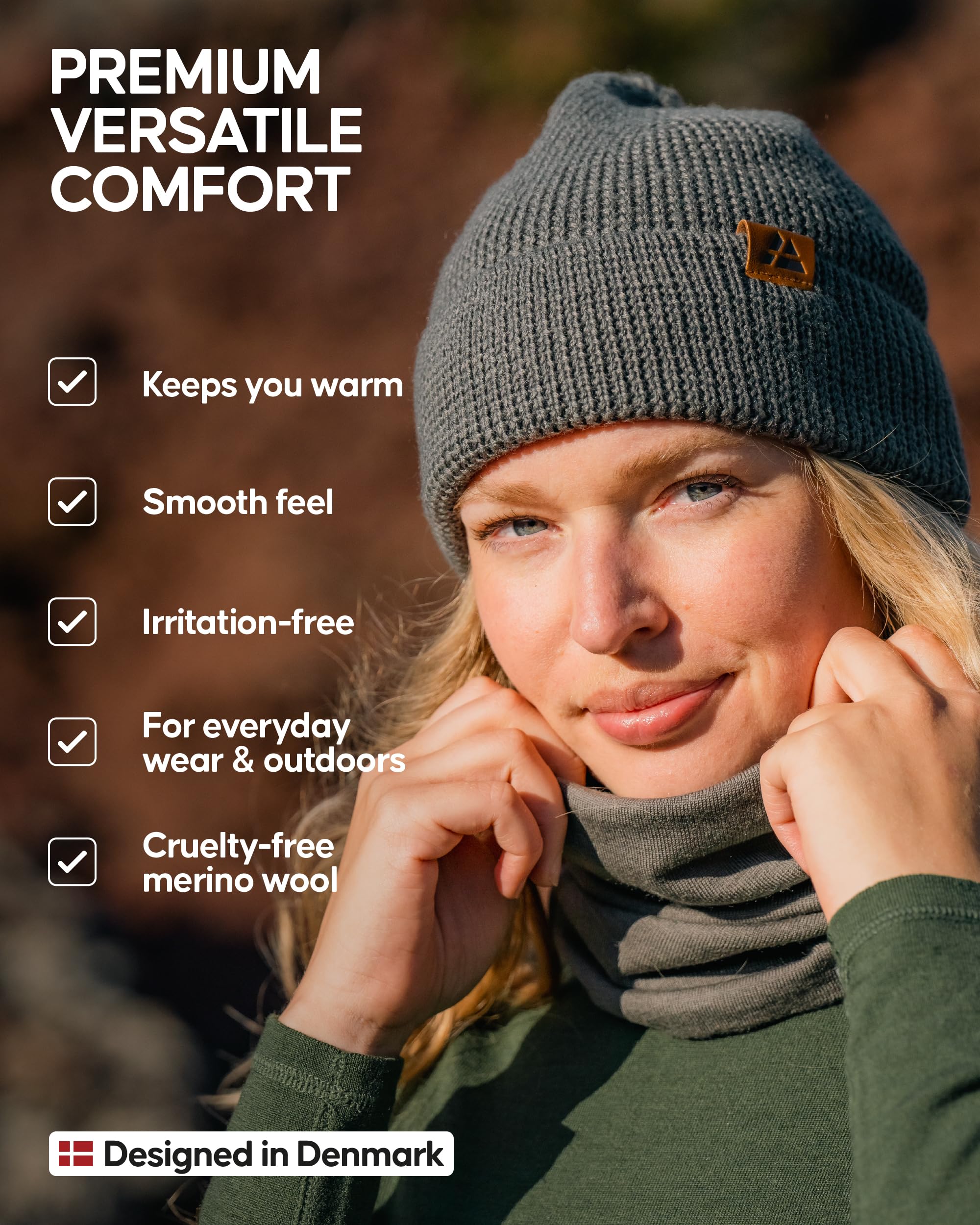 DANISH ENDURANCE Berretto Beanie in Lana Merino con Fodera in Pile, Berretto a Maglia, Berretto Invernale Uomo e Donna