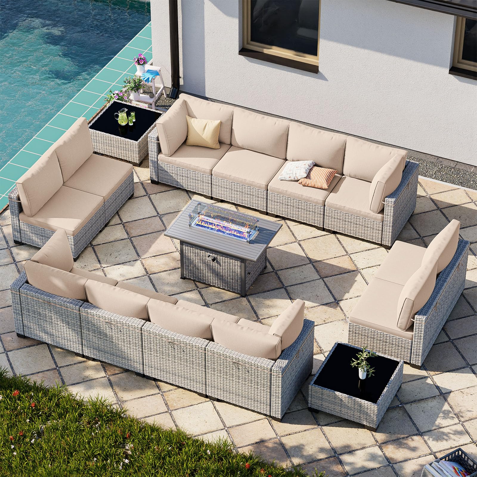 Outdoor PE Wicker Rattan Modular Patio Sectional Sofa Set