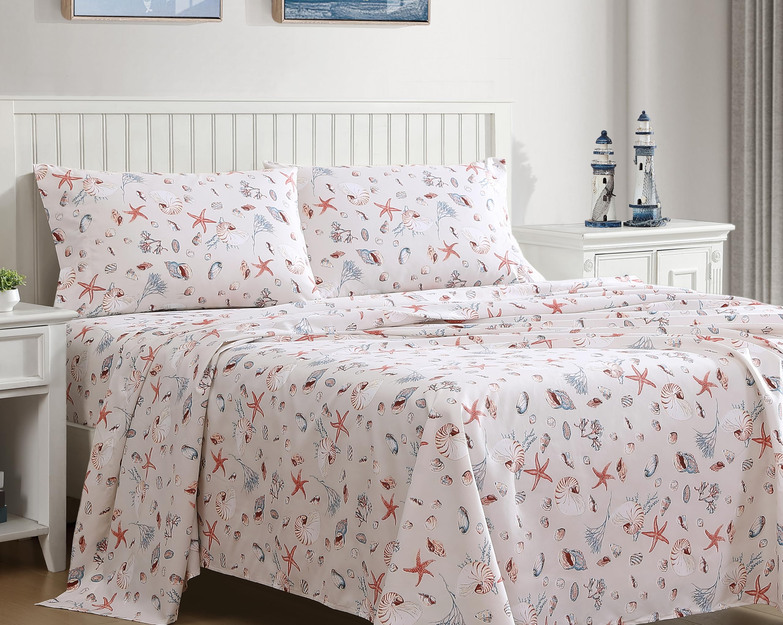 Elite Home Produkty MICSSKG260HTLCS hotel wybrzeże zestawy arkuszy z mikrofibry do drukowania, król, piasek przy oceanie