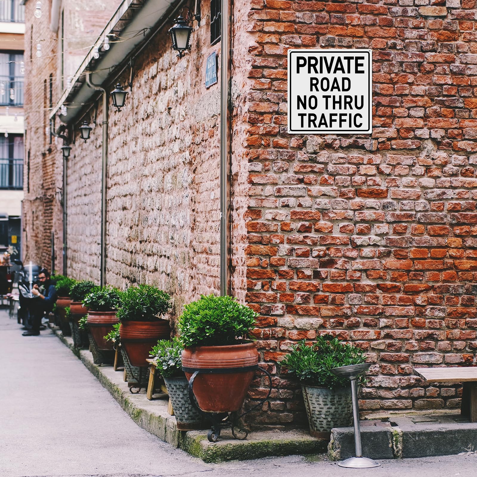 Cartello in alluminio con scritta "Private Road No Thru Traffic, No Trespassing Sign", "Private Drive", 30,5 x 30,5 cm