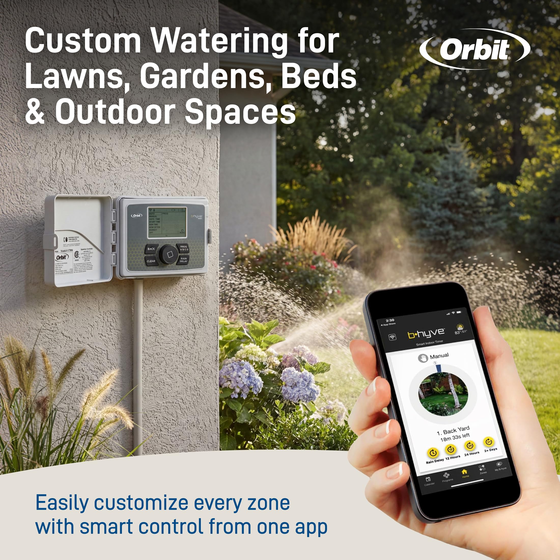 Orbit B-hyve 57950 - Regolatore irrigatore intelligente a 12 zone, per interni ed esterni, compatibile con Alexa Gray