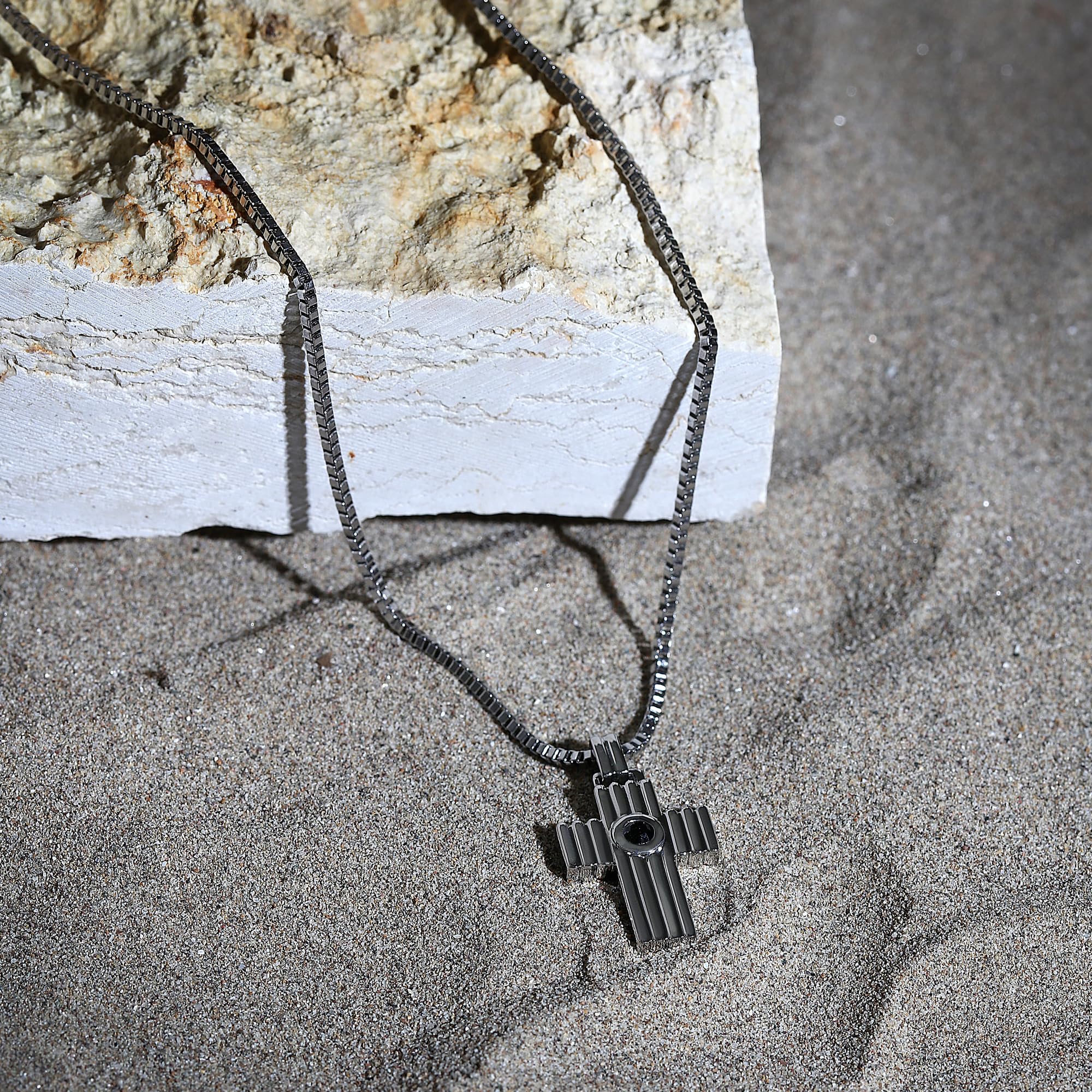 Morellato Collana Uomo in Acciaio, Cristallo Nero, Collezione Urban, Croce - SABH28