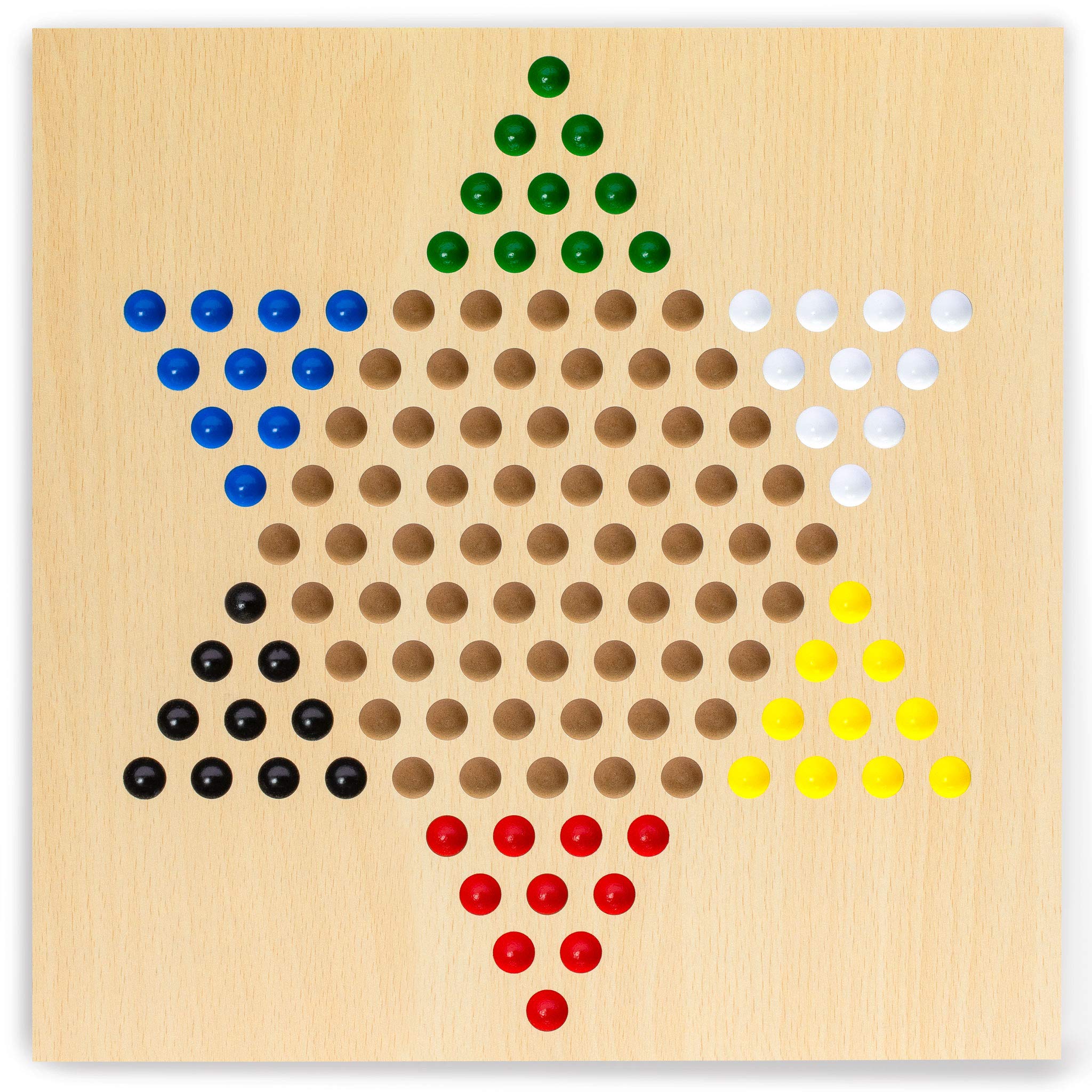 Set Juegos Reversible 2x1 Parchís y Damas Chinas-Halma Madera y Canicas Vidrio – 30,2cm