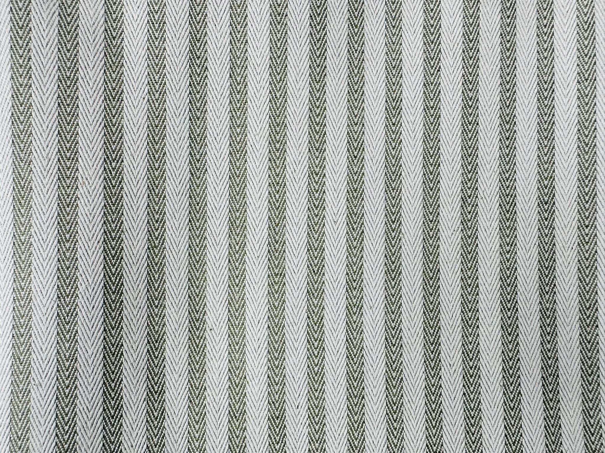 Tissu à chevrons 5 mm aspect lin pour coussin rayé, lignes crème, décoration d'intérieur, couture – 328 cm extra large – Vendu au mètre – Vert