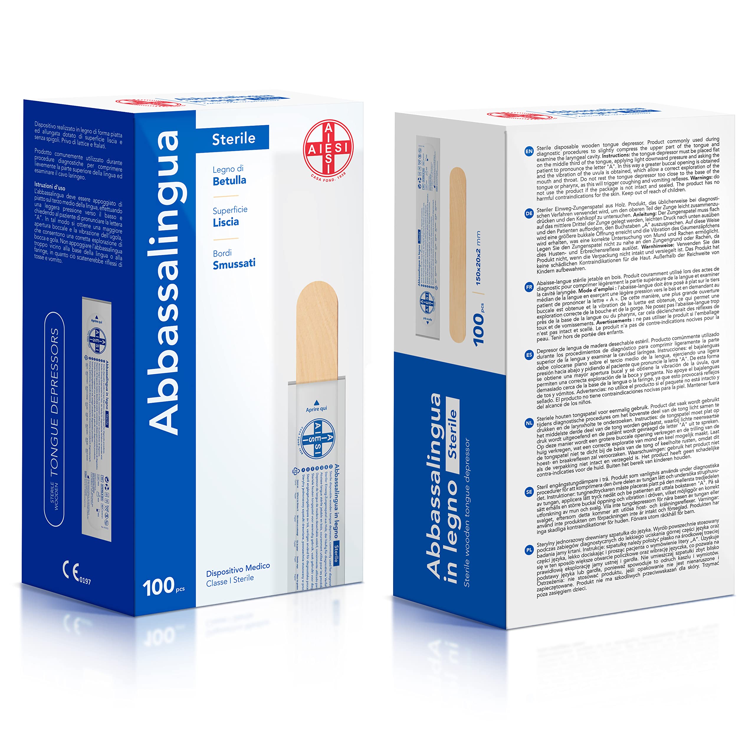 AIESI® Abbassalingua in legno monouso STERILI (5000 pezzi)