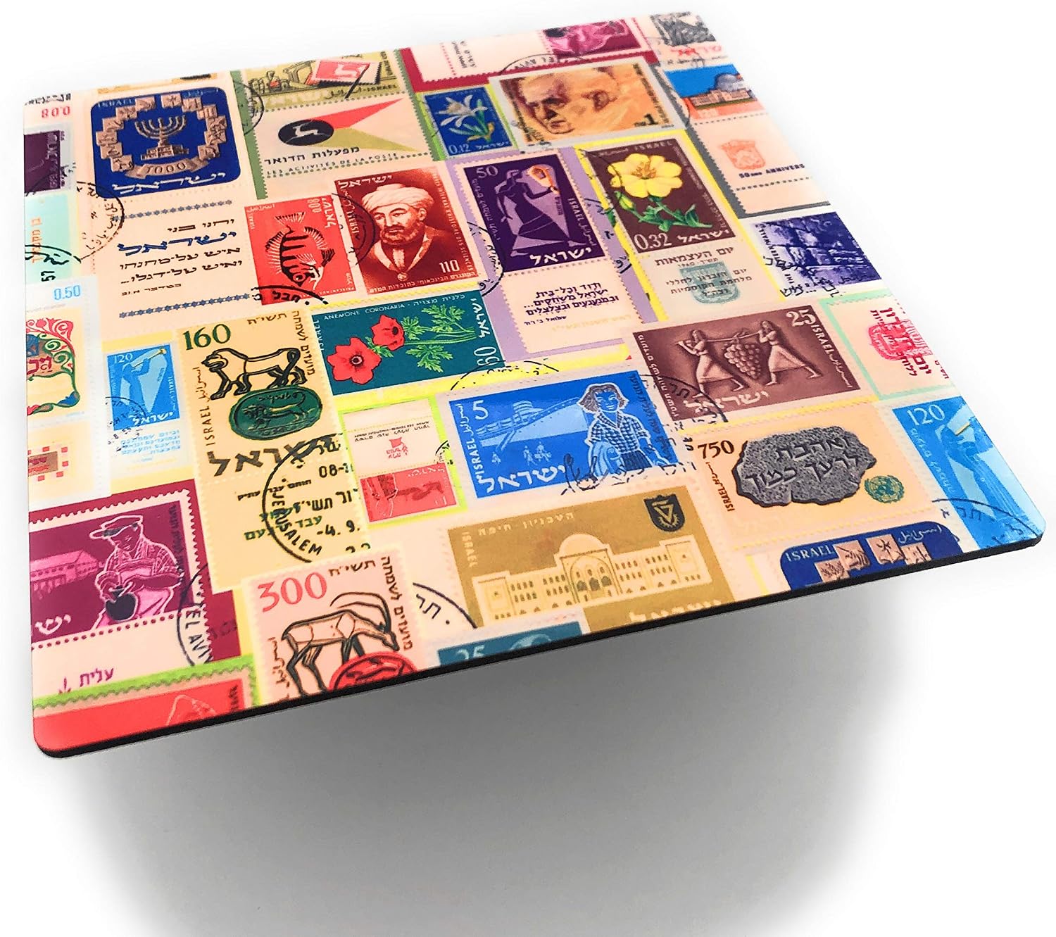 Hot Deals Barbara Shaw Gifts Israeli Stamps Hot Pot Stand Decorative Trivet, Israeli gifts Hand made in Jerusalem wood composite 8x8 trivet, trivet for hot pot, kitchen trivet, unique trivet