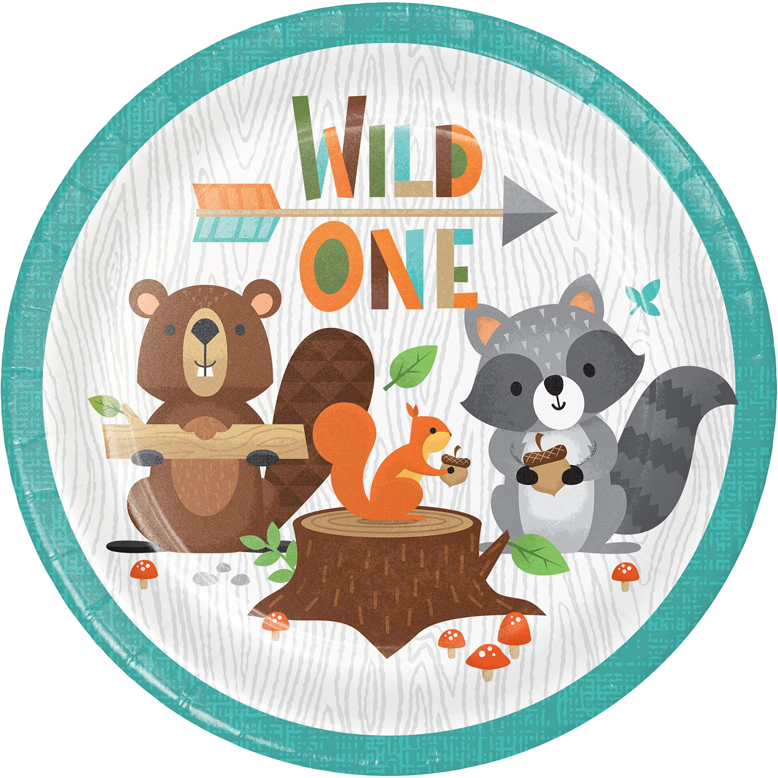 Creative Converting Wild One Woodland Dessert Plates, 8 ct, multicolor, 7