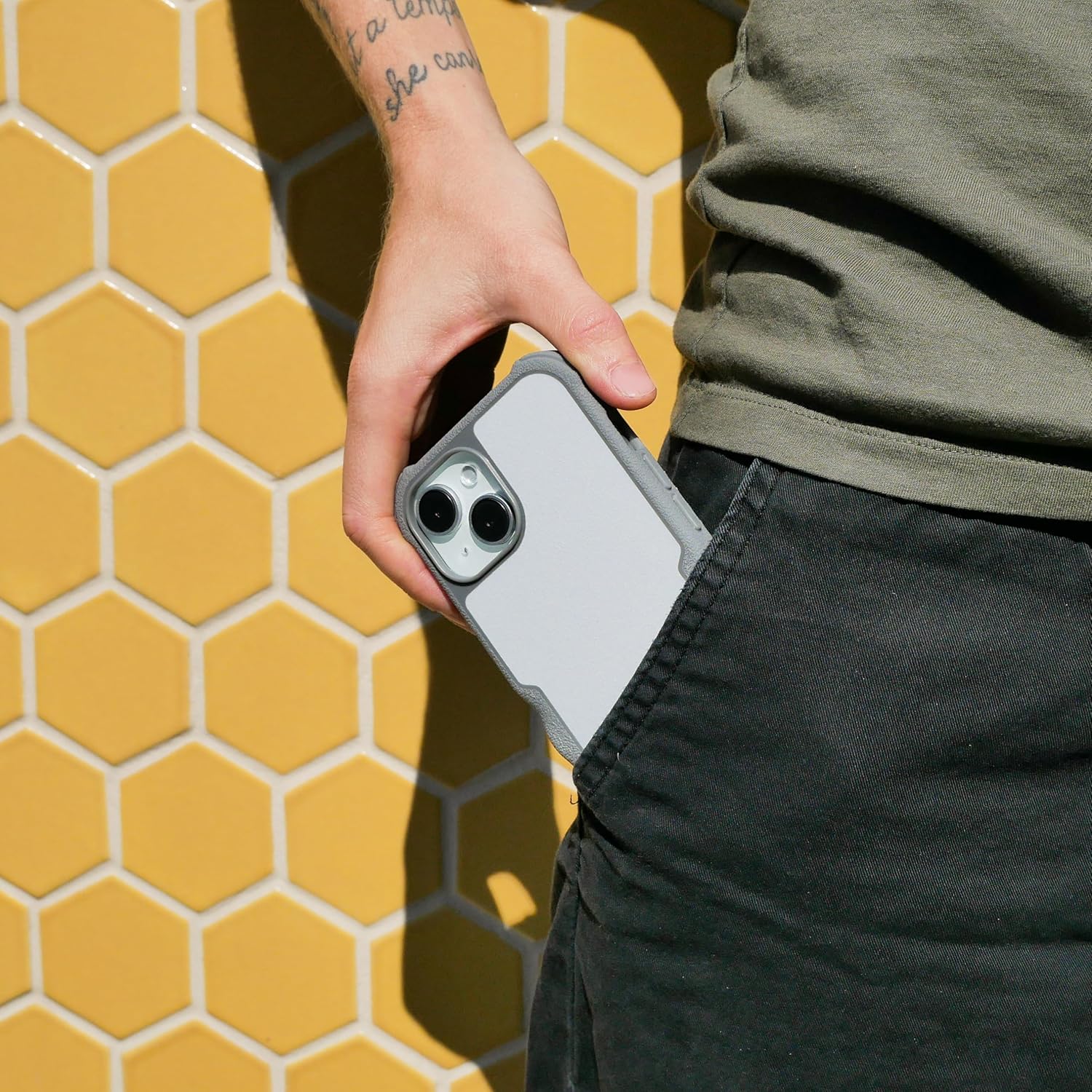 Smartish® iPhone 15 Plus Protective Magnetic Case - Gripzilla Compatible with MagSafe [Rugged + Tough] Heavy Duty Grip Armored Cover w/Drop Tested Protection for Apple iPhone 15 Plus - Gray Area - Image 8