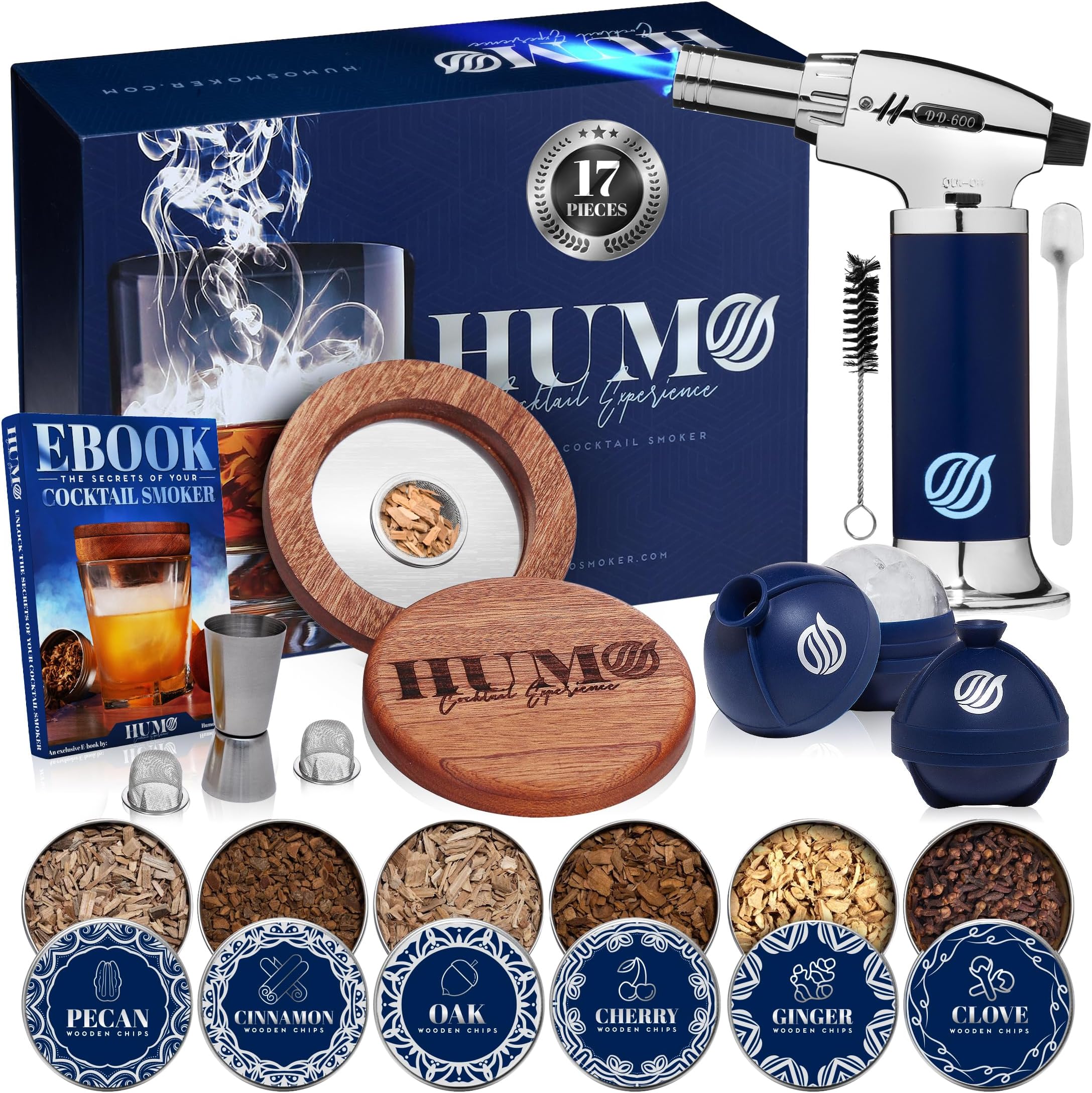Cocktail Smoker Kit with Torch - Old Fashioned Gift for Men - Whiskey, Bourbon Smoker Kit (No Butane)
