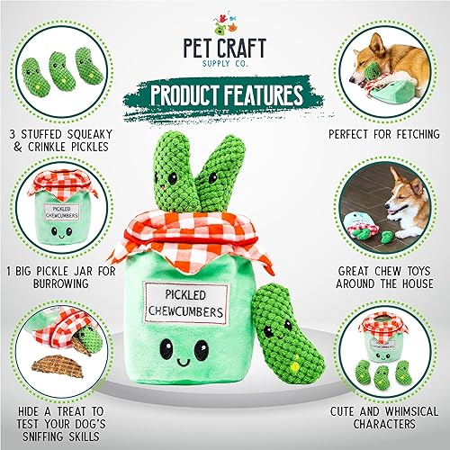 Vista 8 de Pet Craft Supply Hide and Seek - Juguetes de peluche para perros arrugados, chirriantes, interactivos, rompecabezas de actividades de madriguera