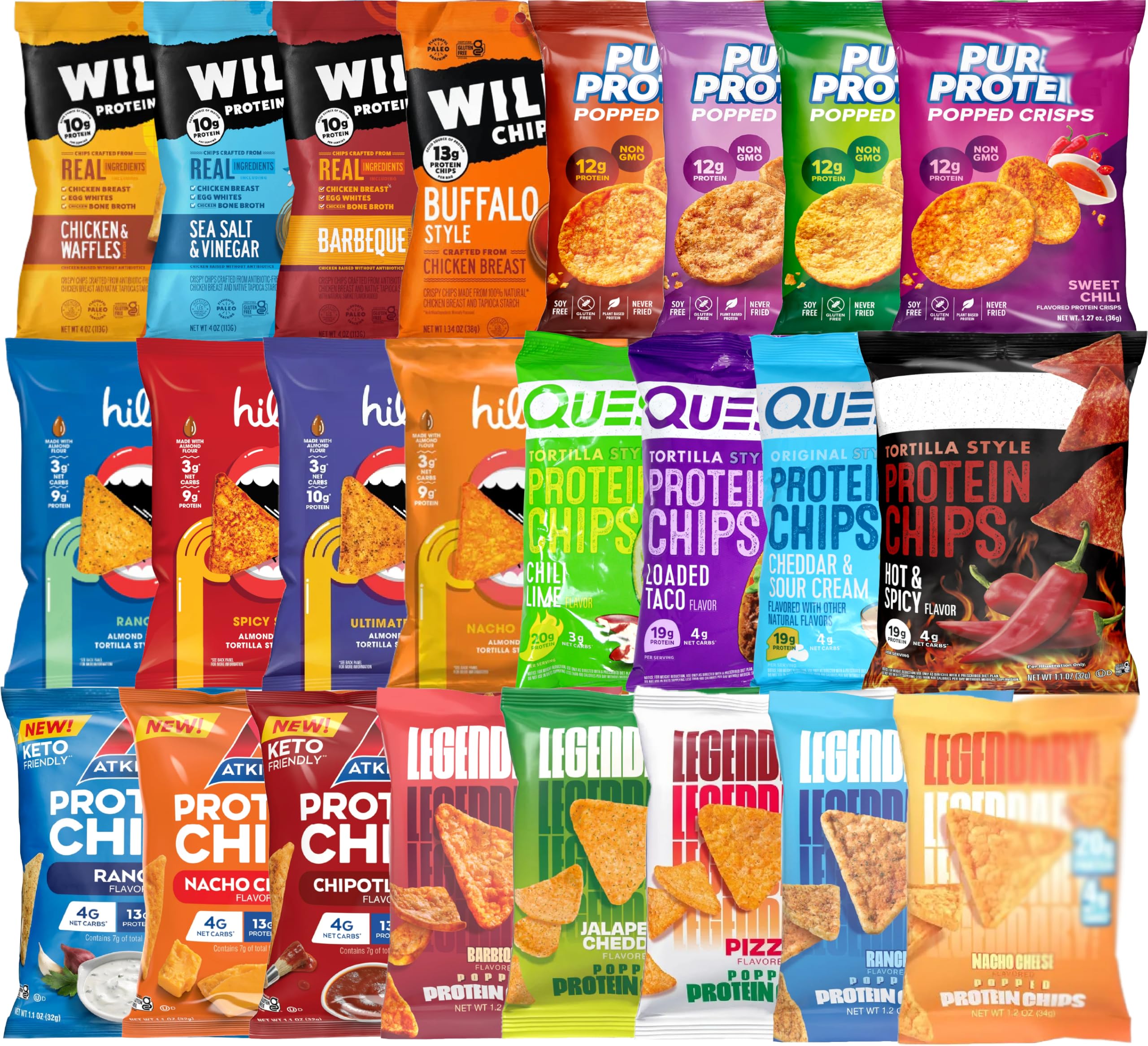 Niro Assortment,Quest Tortilla Style Protein Chips - 8 Flavors - Cheddar & Sour Cream, Spicy Sweet Chili, Ranch, Loaded Taco, Chili Lime, Bbq, Sour Cream And Onion And Nacho Cheese |