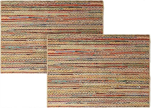 Vista 47 de REDEARTH · Alfombra redonda – Alfombra trenzada de yute natural de 6 pies – Alfombras de yute bohemio reversibles hechas a mano para dormitorio