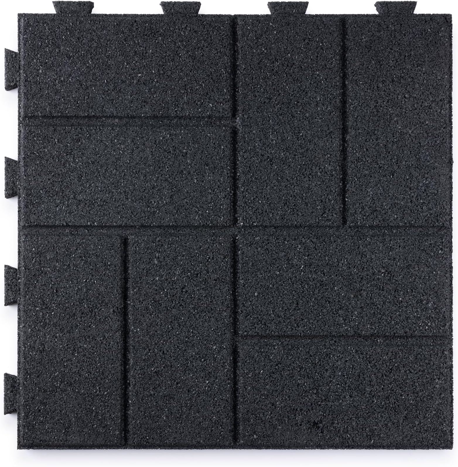Playsafer Brick Rubber Interlocking Tiles | 16 X 16 | Easy Install for Indoor and Outdoor Use (Dark Gray, 20 Tiles)