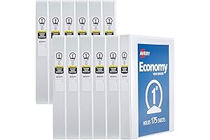 Avery Economy View Binder, 1 inch, White, 12 Pack