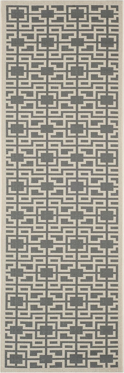 Martha Stewart x SAFAVIEH Outdoor Area Rug Collection - 2'7" x 8'2" Runner, Anthracite & Beige, Weather Resistant & Washable, Ideal for Patio, Backyard, Mudroom, Deck, Accent Space (MSR4281-246)
