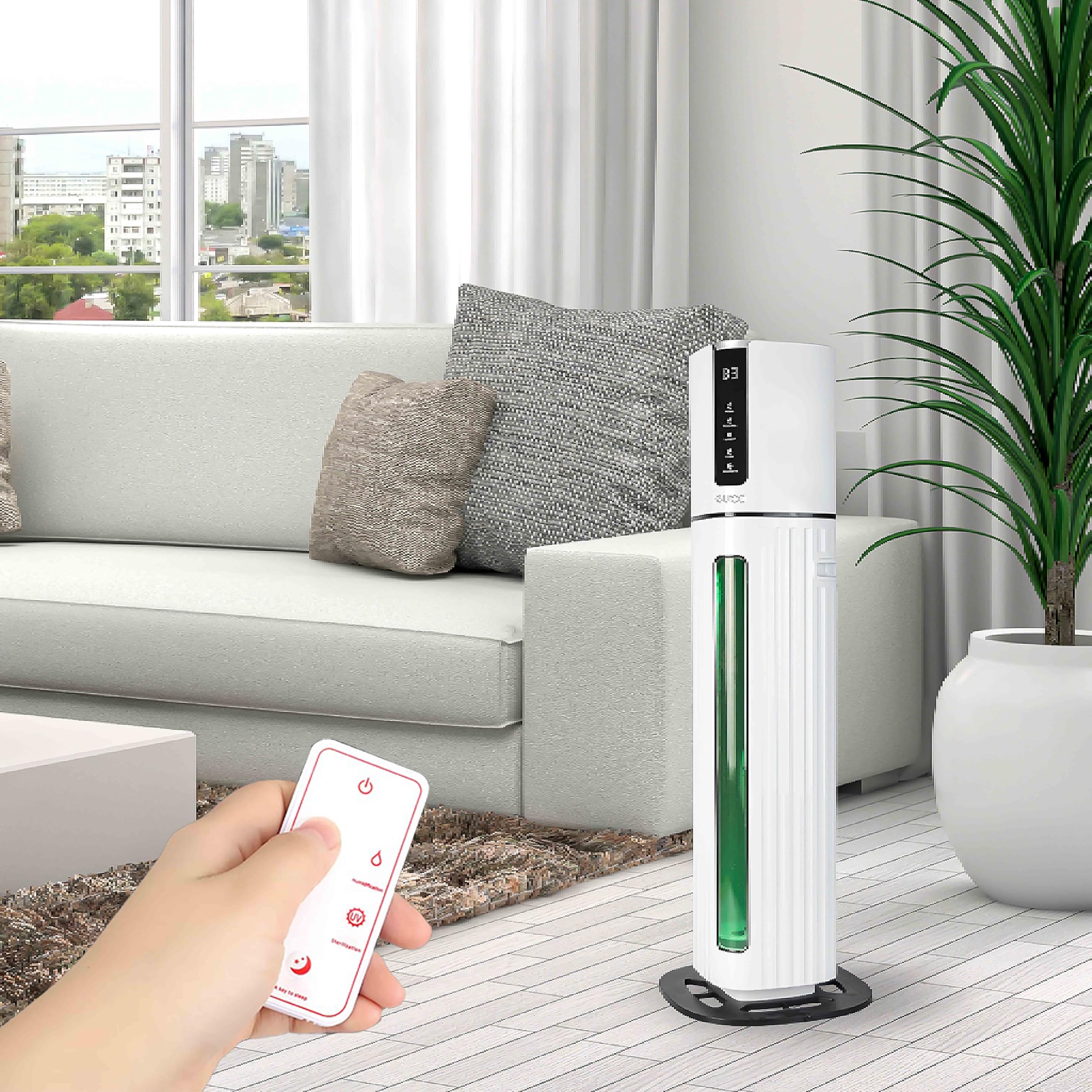 Humidifiers for Bedroom Large Room - 8L Air Humidifier Large Room with Essential Oil Diffuser, Top Fill Cool Mist Humidifier for Home Bedroom Baby Nursery Whole House Office Plant (White Black)