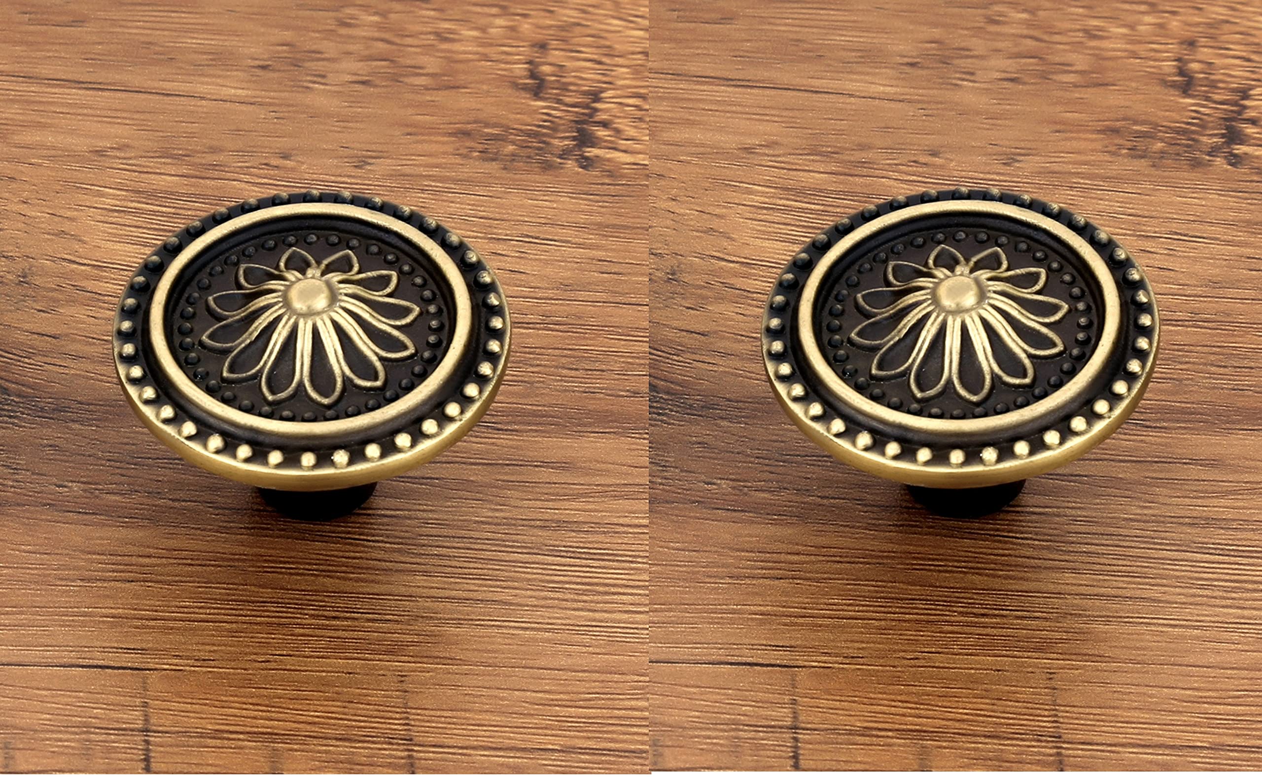 HARMONUS Knobs for Drawer & Cabinets Set Knob, Antique Brass Wardrobe Kitchen Door Pull Handle Knobs Round Shape Drawer Knob - (KNOBS-152- Pack of 2)