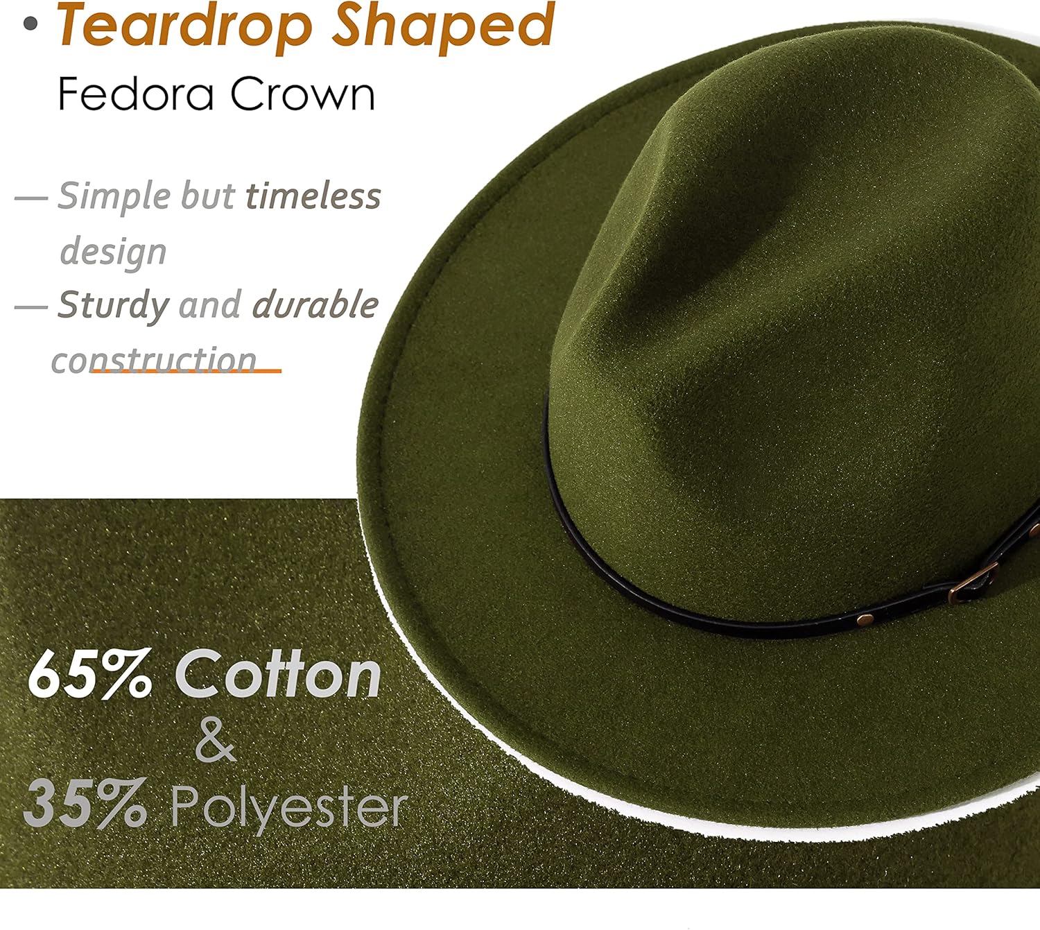 Lisianthus Women Belt Buckle Fedora Hat Olive-green