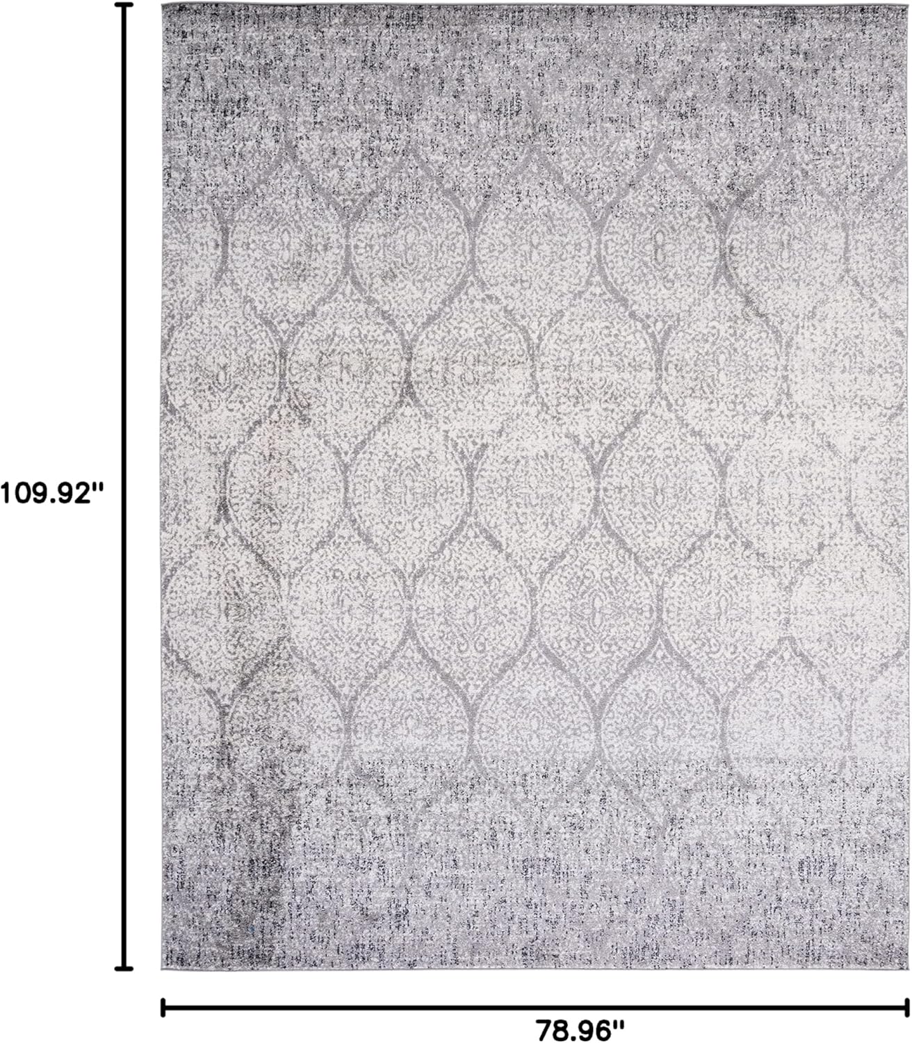 Grey and Ivory Rectangular Cotton Synthetic Area Rug