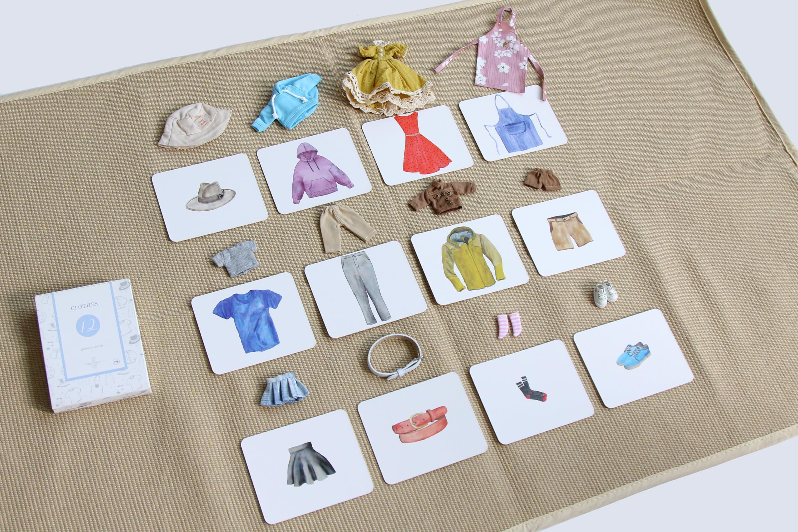 Montessori Language Materials Objects with Similar Cards 12pcs Mini Clothing Replicas with Cards - Image 8