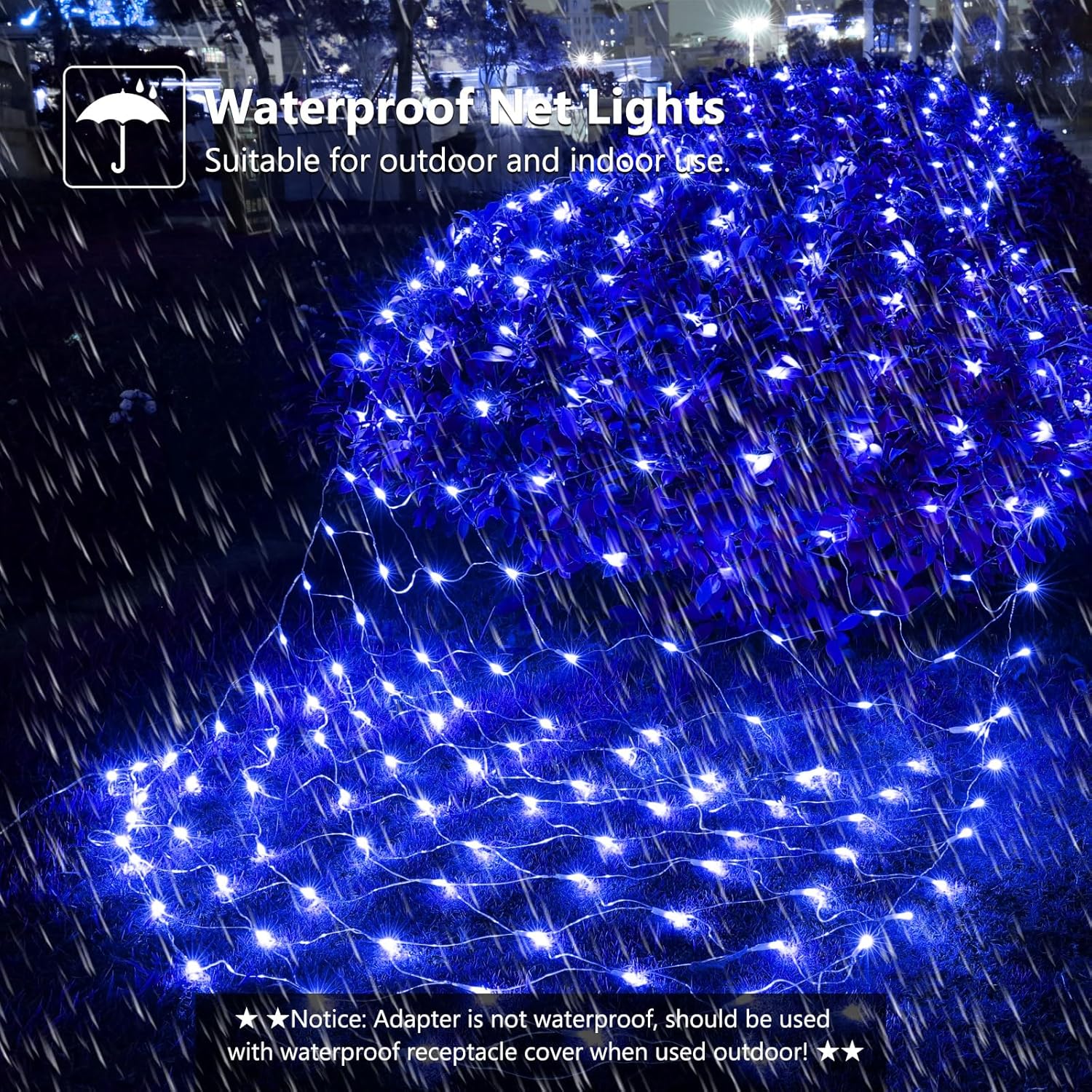 11.5ft x 5ft Christmas Net Lights Outdoor, 360 LED Net Lights with 8 Modes, Connectable, Timer, Waterproof Low Voltage Bush Mesh Fairy String Light for Yard Bush Christmas Indoor Decorations (Blue)