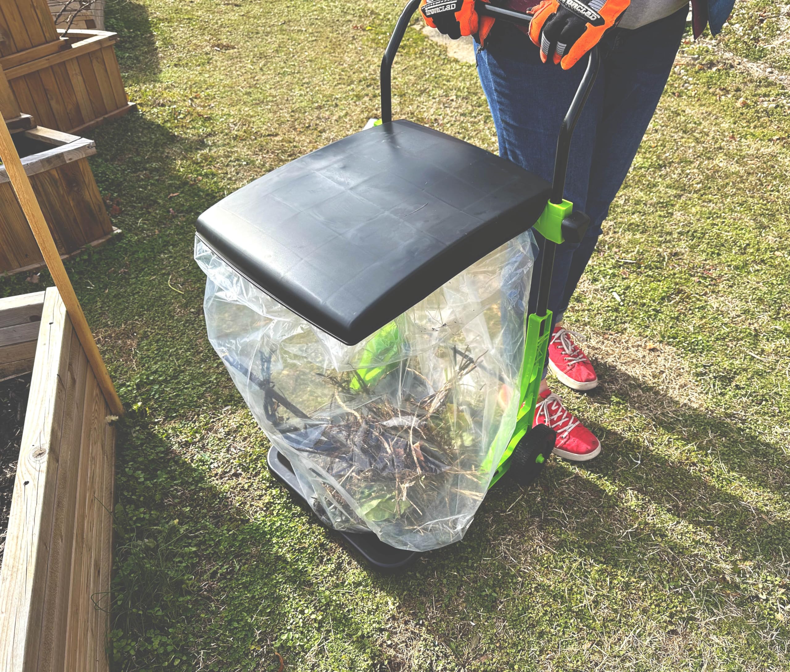 Bosmere Carrito de jardín Multiusos, Cubo de Basura Plegable Ajustable, Cubo de Basura portátil, Acero de aleación, Color Verde