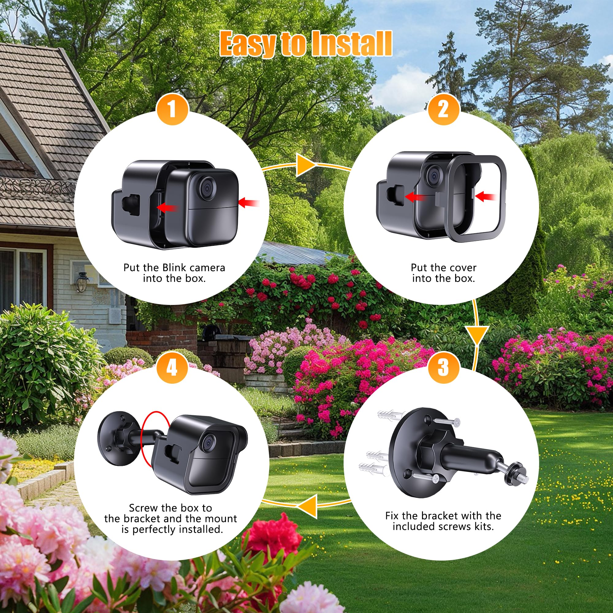Rhorawill Blink - Supporto per fotocamera da esterni, regolabile a 360°, custodia protettiva per supporto per fotocamera lampeggiante, supporto per esterni, supporto con porta di ricarica (2 pezzi)