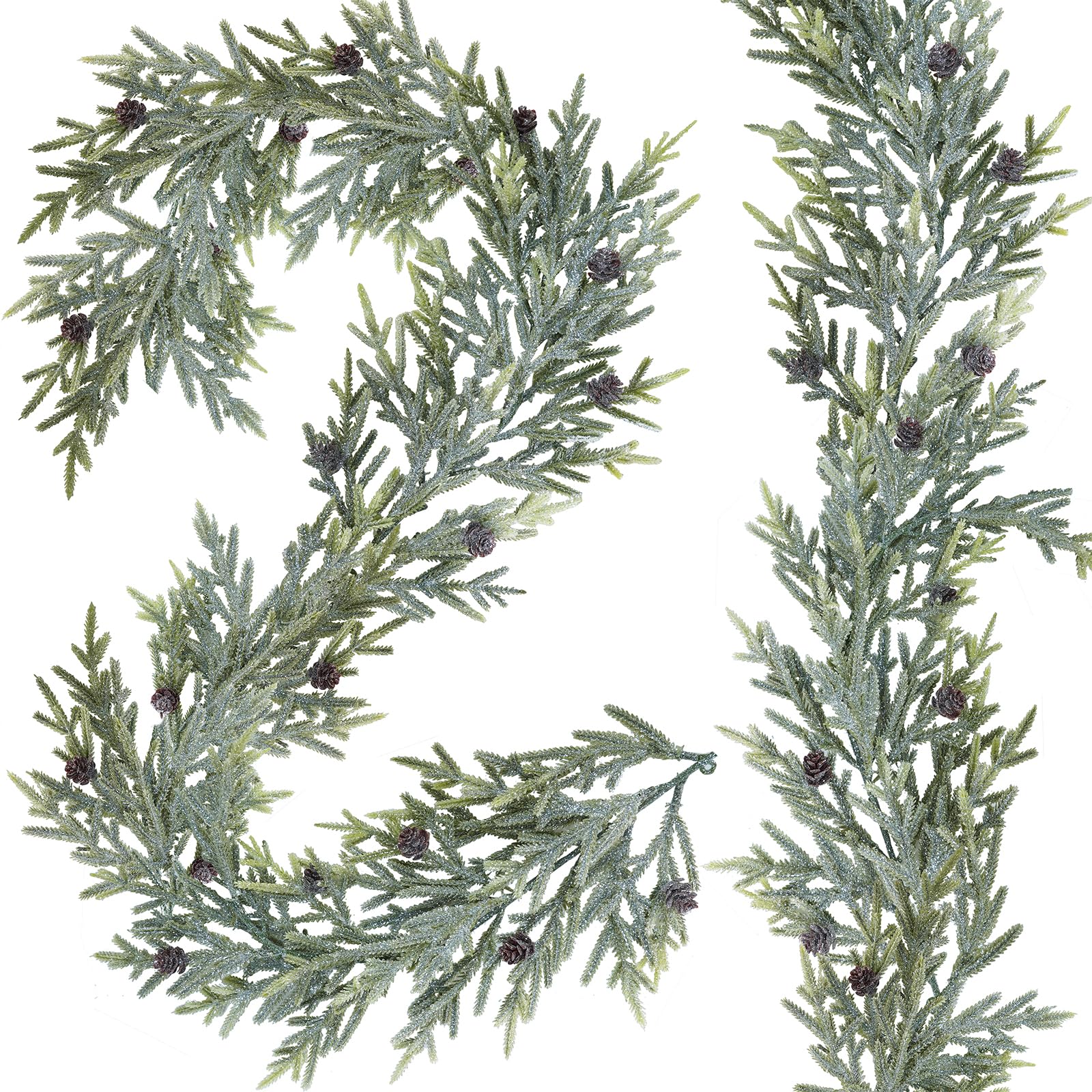 Winlyn Künstliche Weihnachtsgirlande mit Tannenzapfen, 1,8 m lang, für Weihnachten, Winter, saisonale Feiertage, Hochzeit, Tischläufer, Tafelaufsatz, Kaminbaumschmuck, 2 Stück