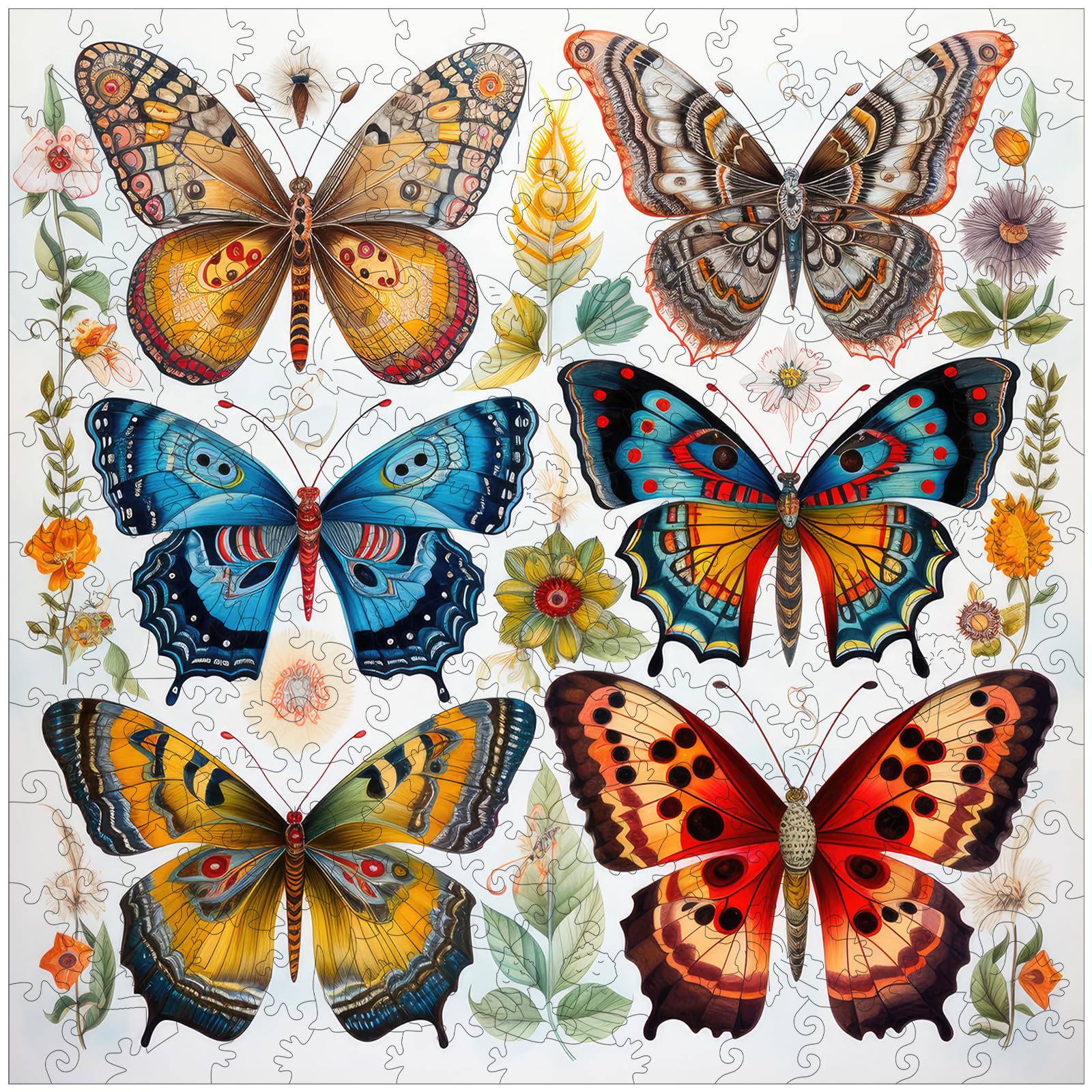 Bodhipnjoy Butterfly Puzzles for Adults, Spring Flower Butterfly Puzzles 5MM, 200Piece Unique Shaped Jigsaw Puzzles, Creative Gift Family Games 11.2 x