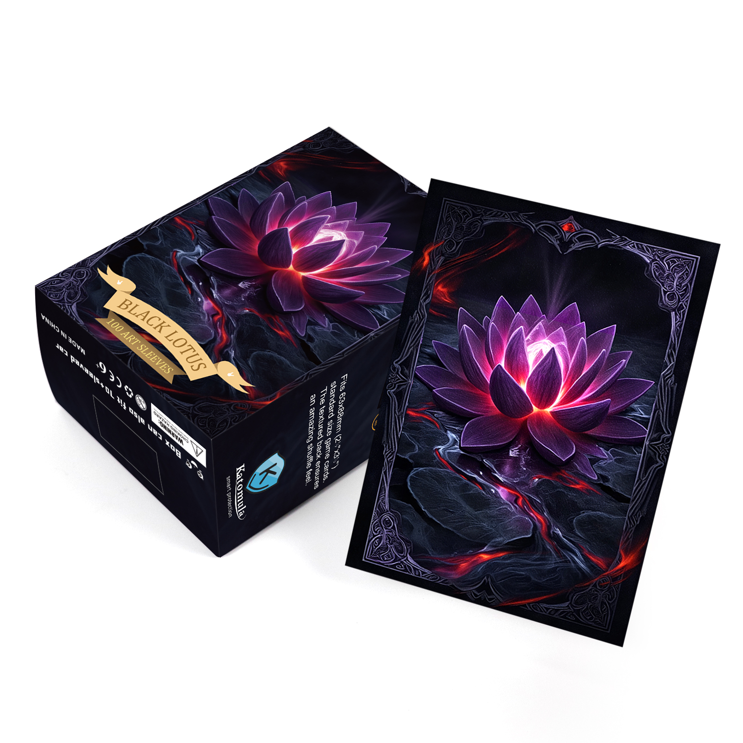 Amazon.com: Katomula 100 MTG Card Sleeves with 100 Inner Sleeves, Textured  Back Art Sleeves, Black Border & Black Inside, Fit Standard Size Cards -  Black Lotus : Toys & Games