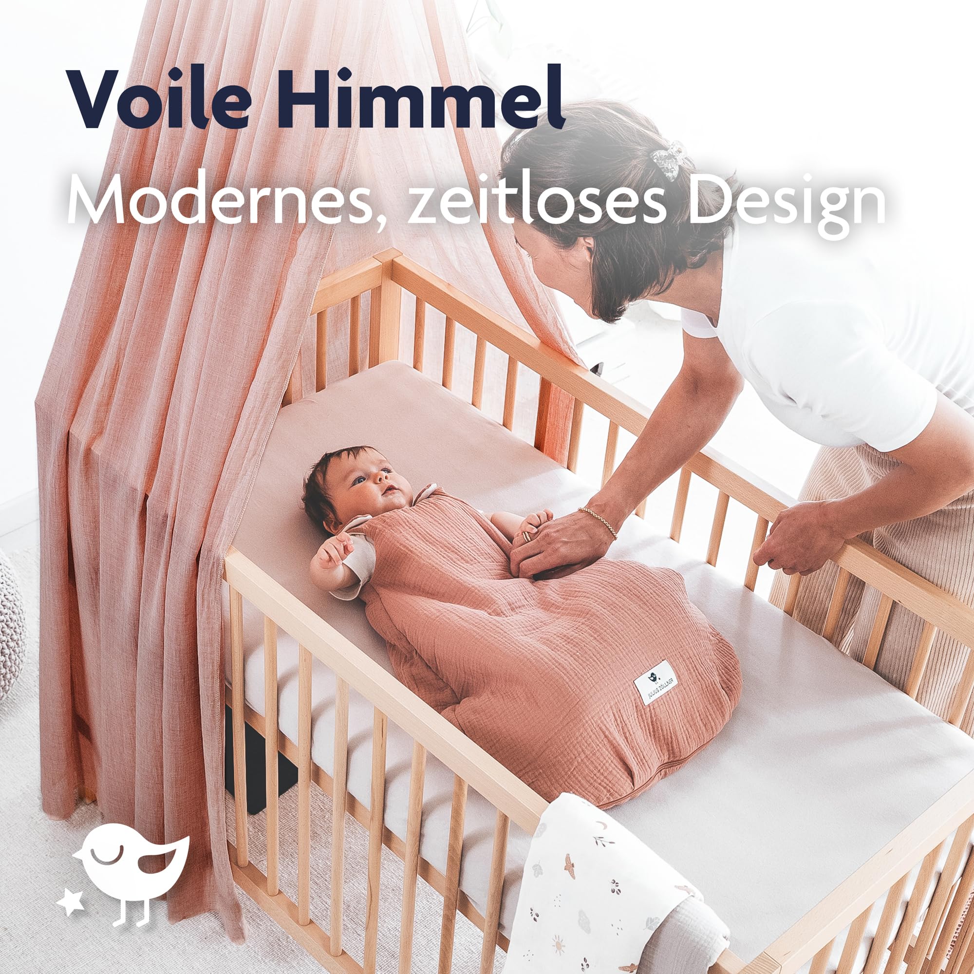 Julius Zöllner Betthimmel aus Voile – für Babybett & Kinderbett – Kinderzimmer Deko – Earth