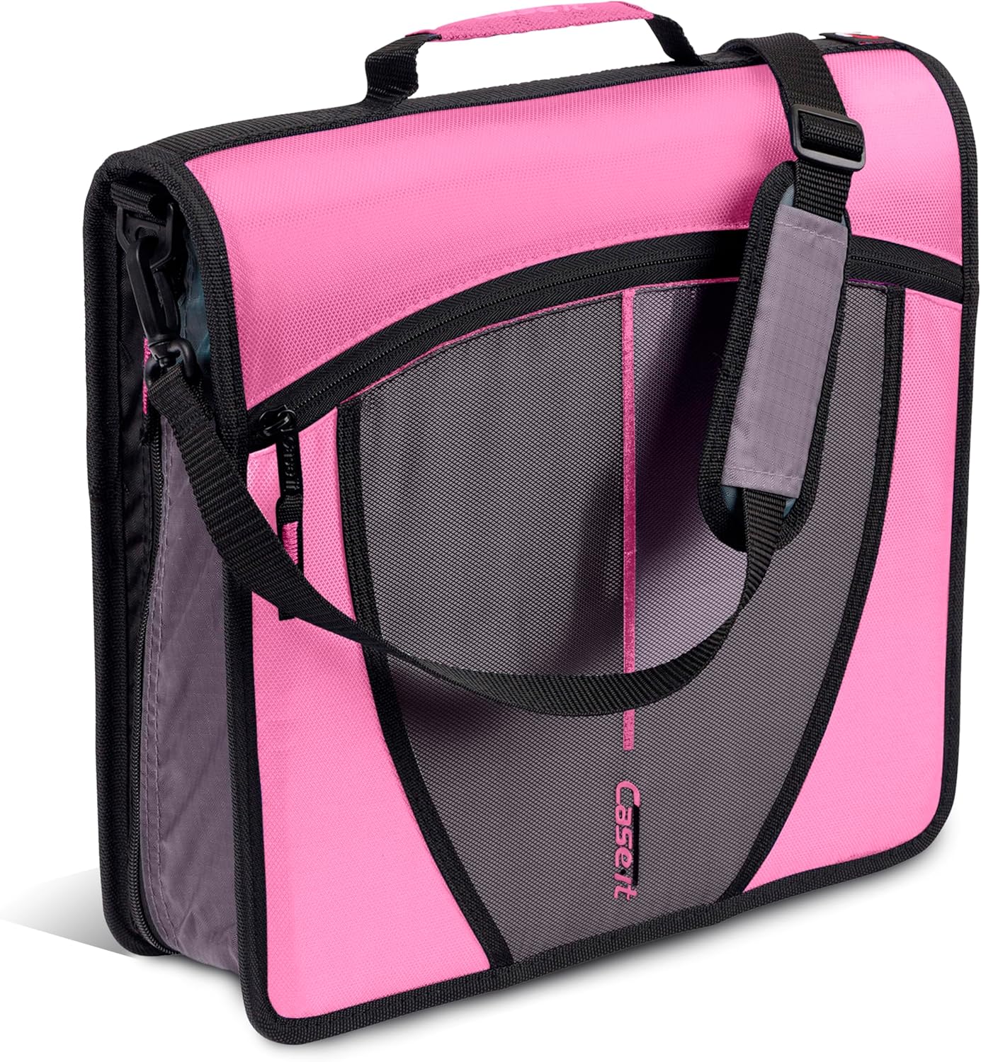 Case-it Mighty Zip Tab Zipper Binder, 3" O-Ring with 5-Color tabbes, Expanding File Folder and Shoulder Strap and Handle, D-146-Light Pink Light Pink 1 Pack