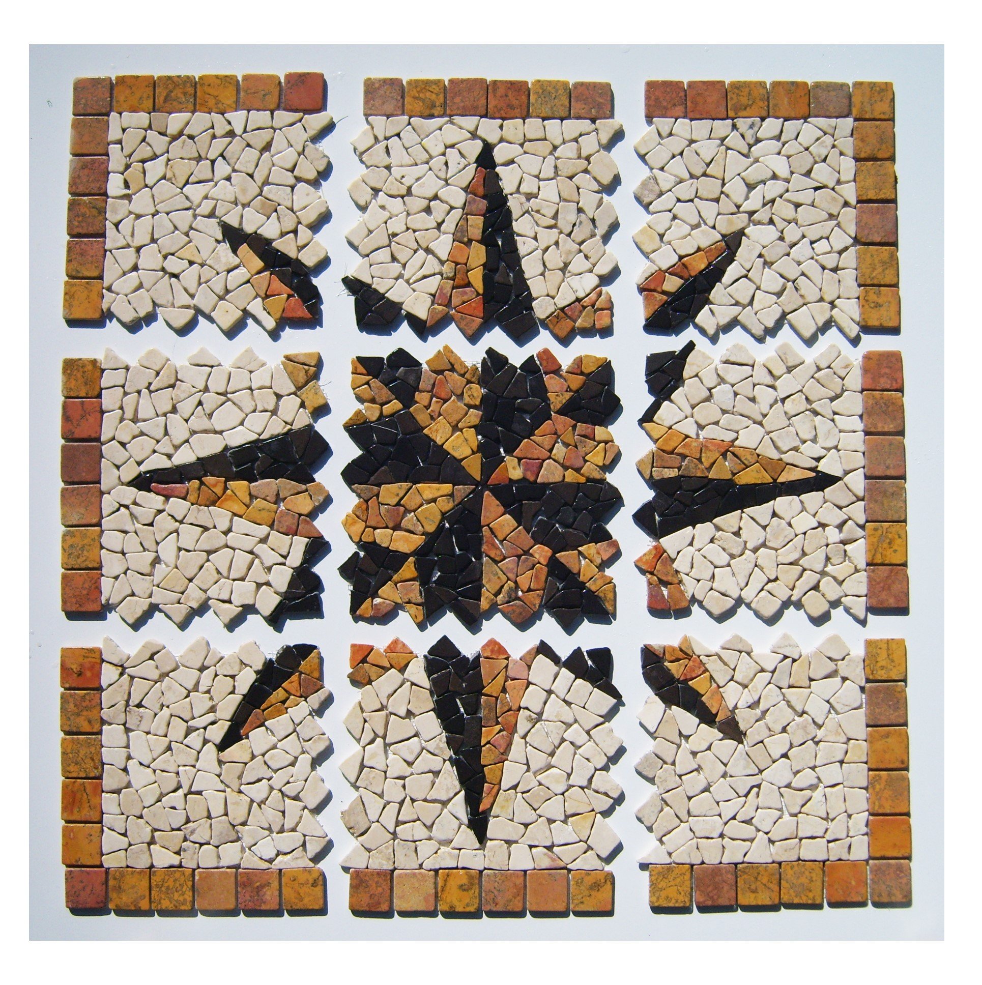 RO-006 90 x 90 cm Marmor Rosone me­di­ter­ran Einleger Mosaikfliesen Bild Dekoration Stein-Mosaik Fliesen Lager Verkauf Herne NRW