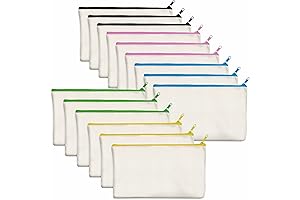 15 Pack Blank Canvas Cosmetic Bags for DIY Craft