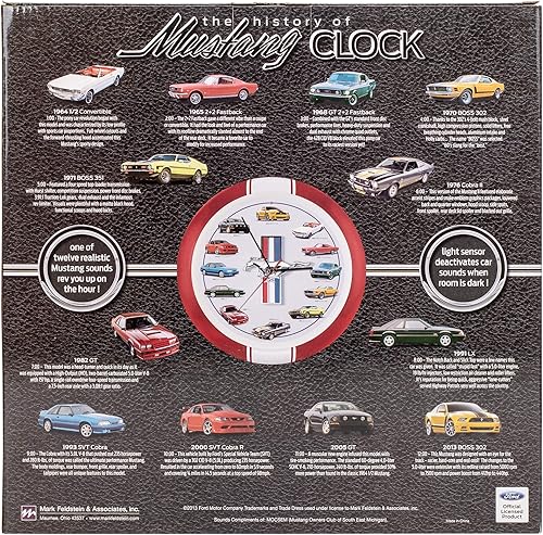 Miniatura 4 de Mark Feldstein & Associates History of Mustang Sound - Reloj de pared, 13 pulgadas, color rojo
