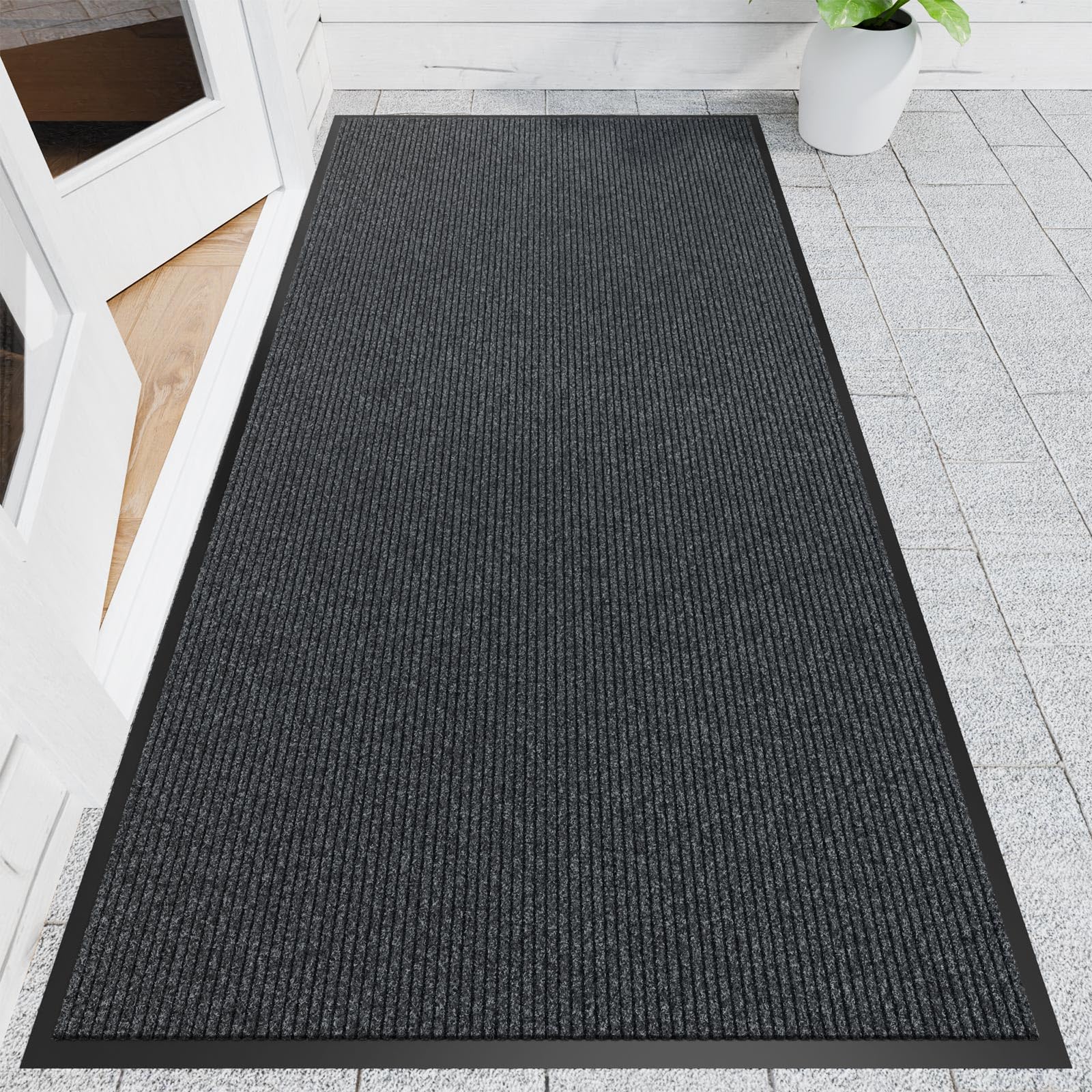 NatureiFront Door Mat, 4' x 8' Heavy Duty Indoor Outdoor Door Mat for Entryway, Commercial Door Mats Entrance, Low Profile Welcome Mats Non-Slip, Durable Rubber Backing Entry Mat for Patio, Home